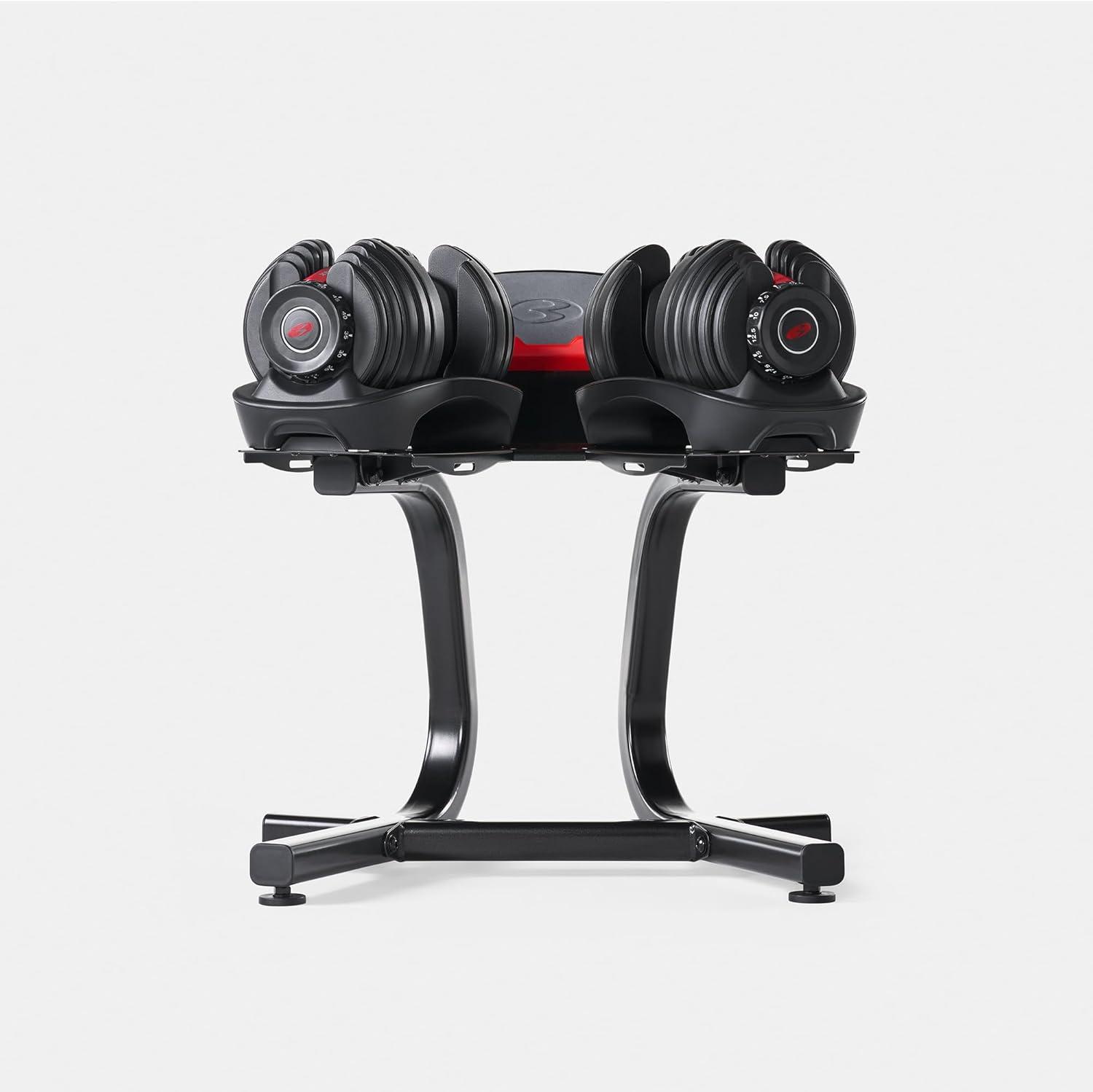 Black Ergonomic Dumbbell Stand with Media Rack