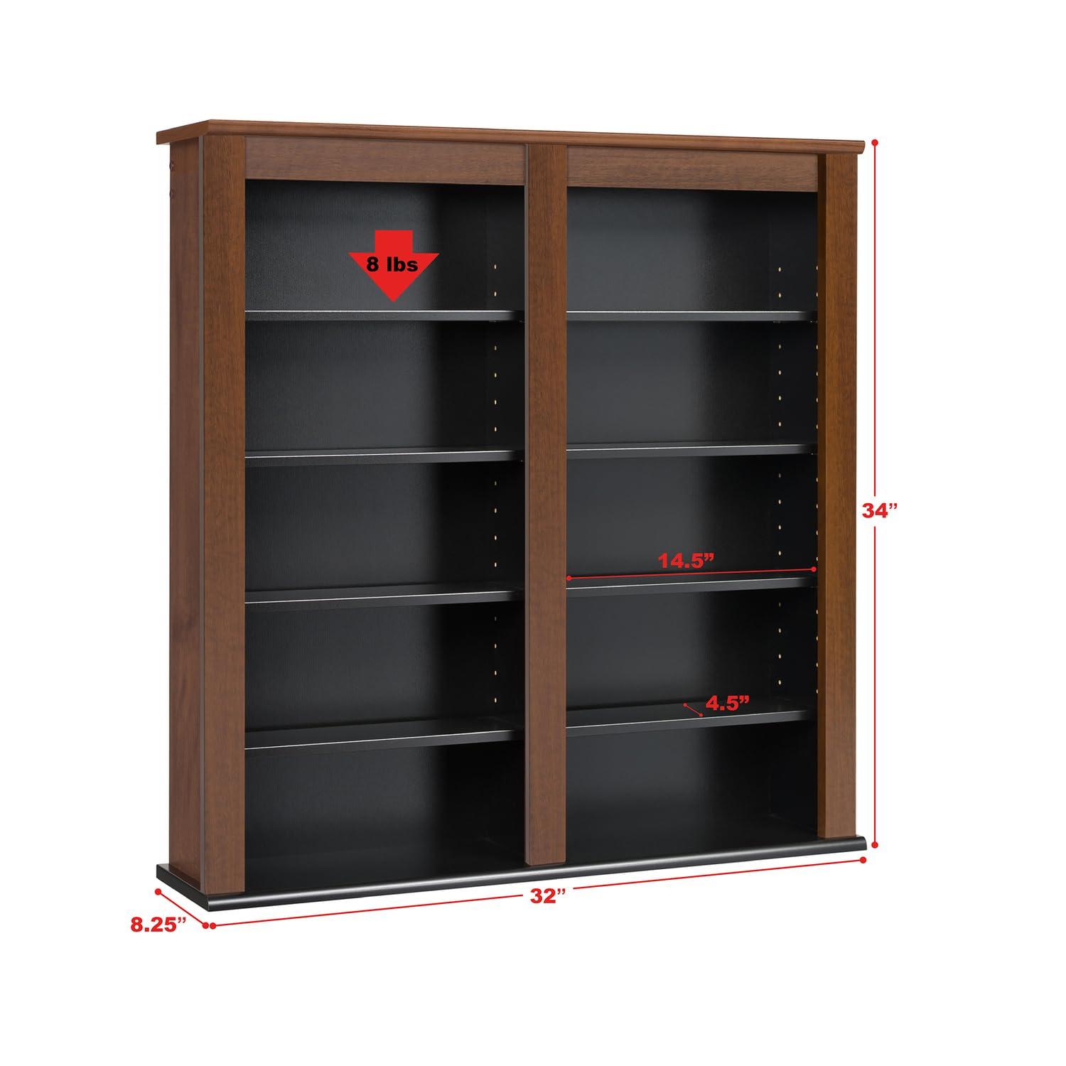 Prepac Double Floating Media Wall Storage in Cherry and Black
