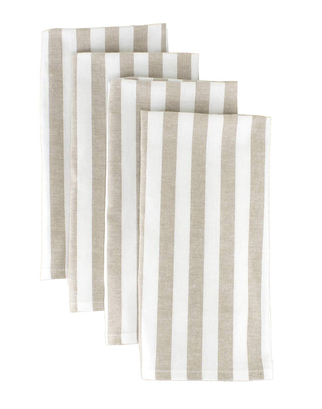 Fennco Styles Soft Thick Striped 100% Pure Cotton Cloth Napkins 20 x 20 Inch, Set of 4