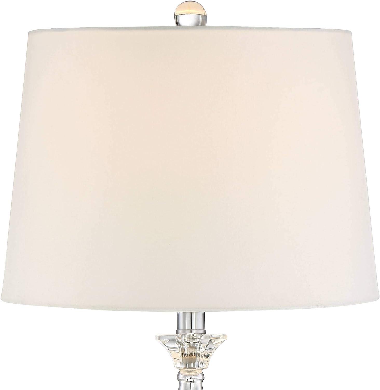 Vienna Crystal Candlestick Table Lamps with Off-White Drum Shades