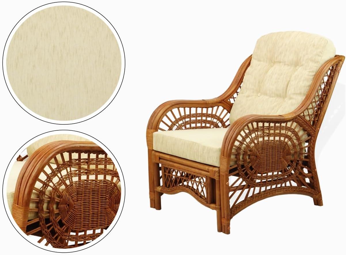 Bay Isle Home™ Malibu Lounge Set Of 4: 2 Natural Rattan Wicker Chairs, Loveseat And Coffee Table W/Glass Handmade, Colonial