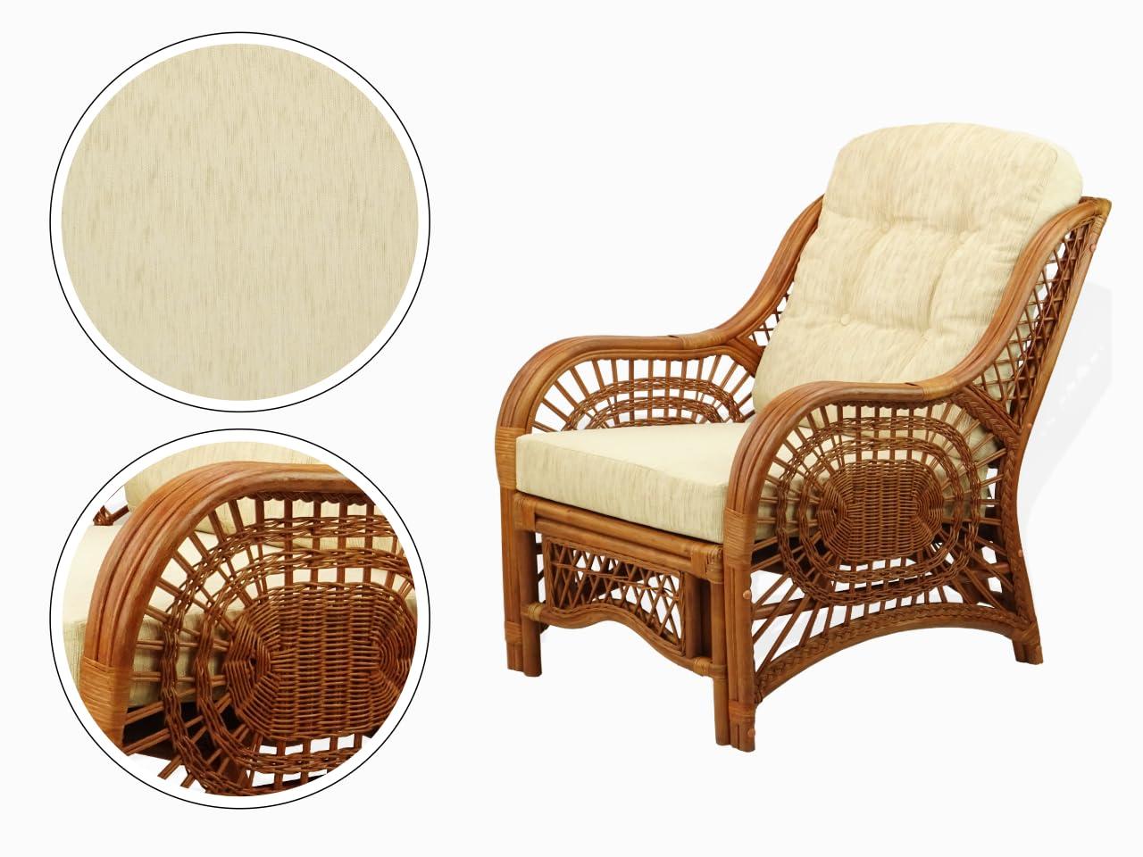 Bay Isle Home™ Malibu Lounge Set Of 4: 2 Natural Rattan Wicker Chairs, Loveseat And Coffee Table W/Glass Handmade, Colonial