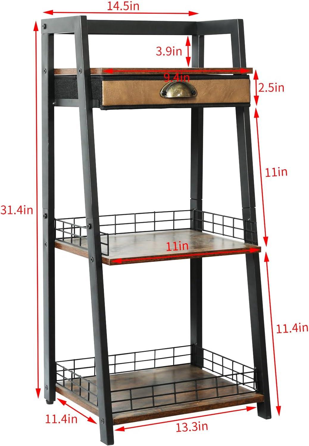 3-Tier Bathroom Ladder Shelf, Bathroom Floor Storage Shelf with Drawer, Freestanding Tower Shelf, Open Shelving Unit for Bathroom Living Room Balcony