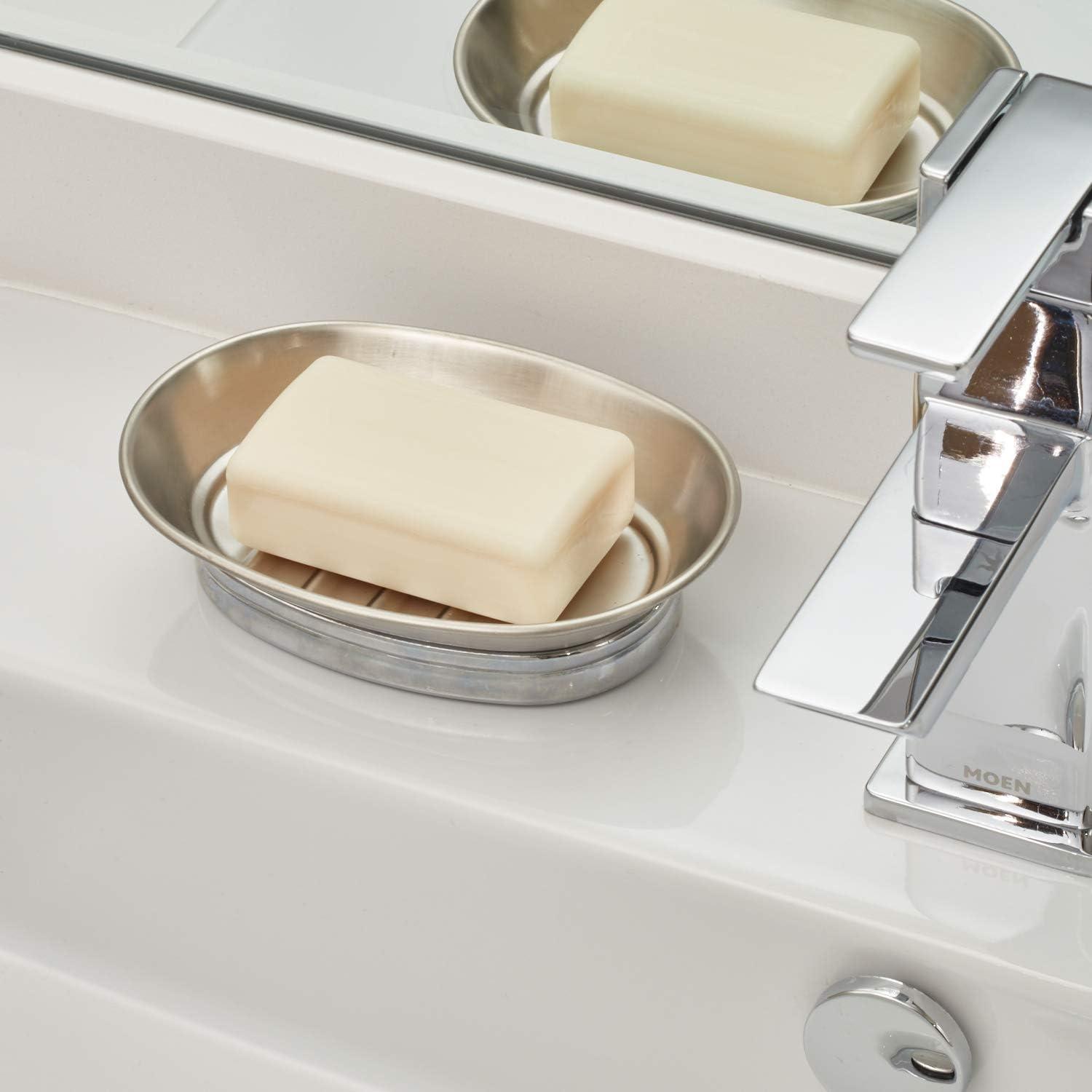 InterDesign York Chrome Silver Stainless Steel Soap Dish