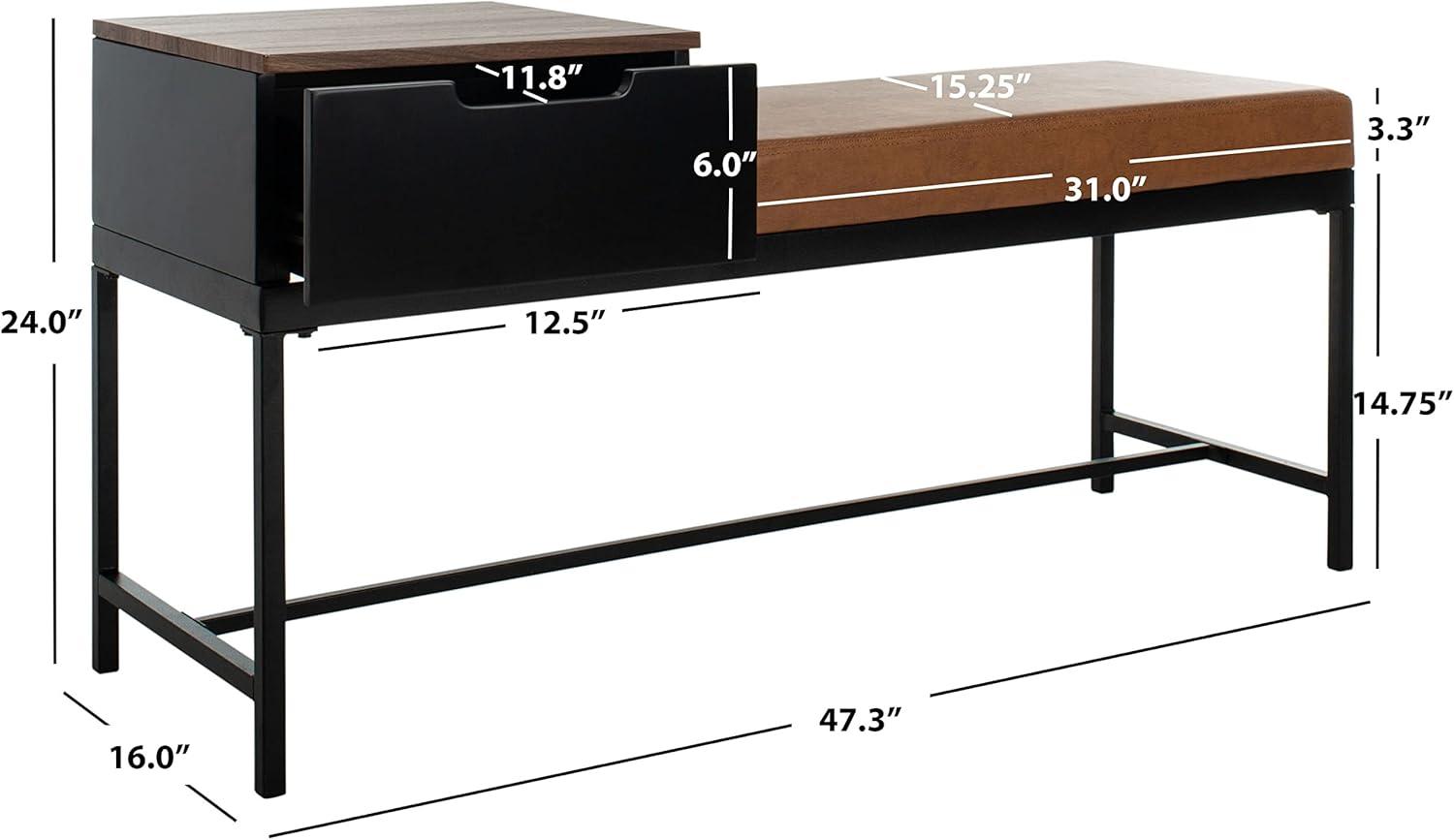 Maruka Bench with Storage - Brown/Brown - Safavieh
