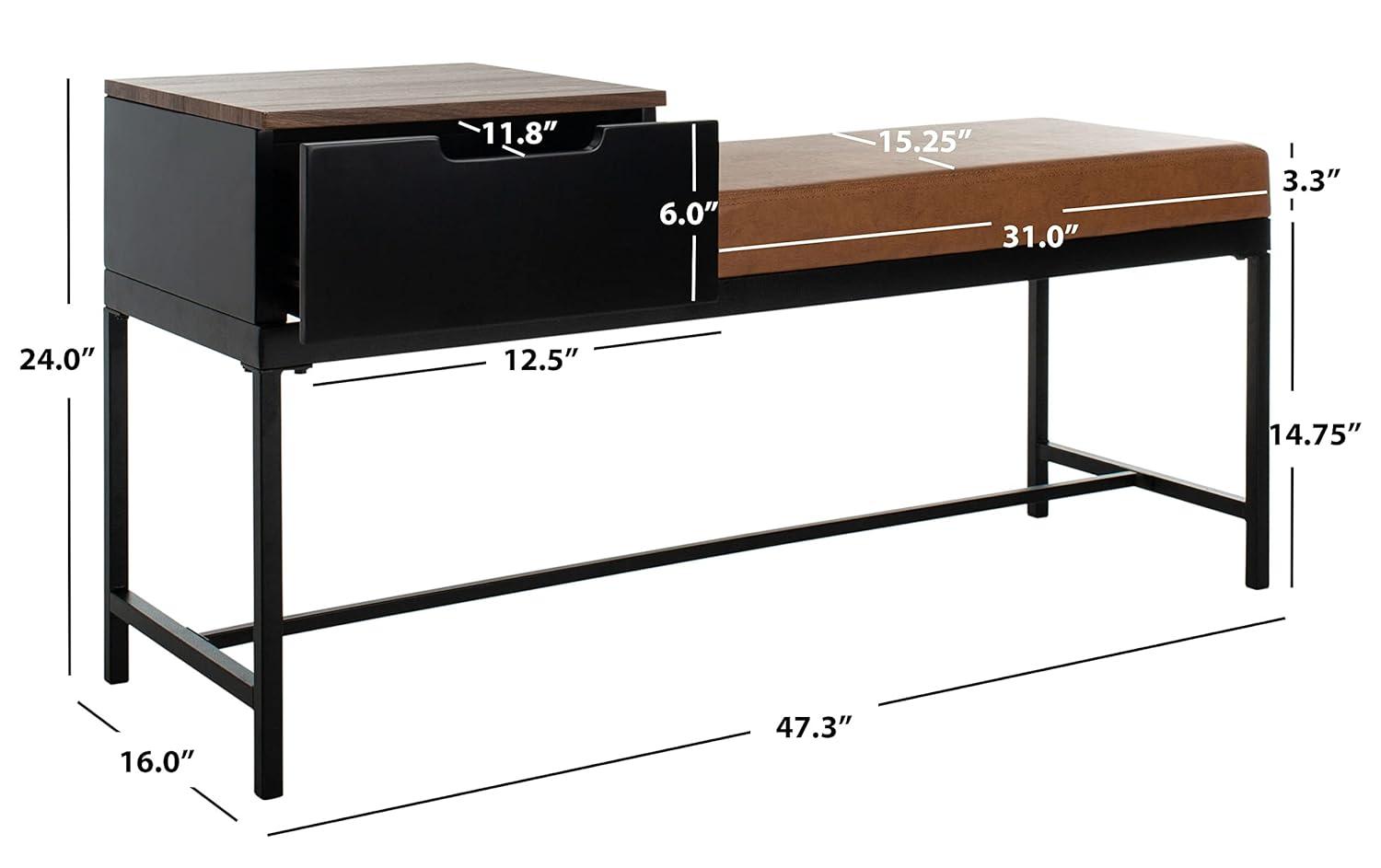 Maruka Bench with Storage - Brown/Brown - Safavieh