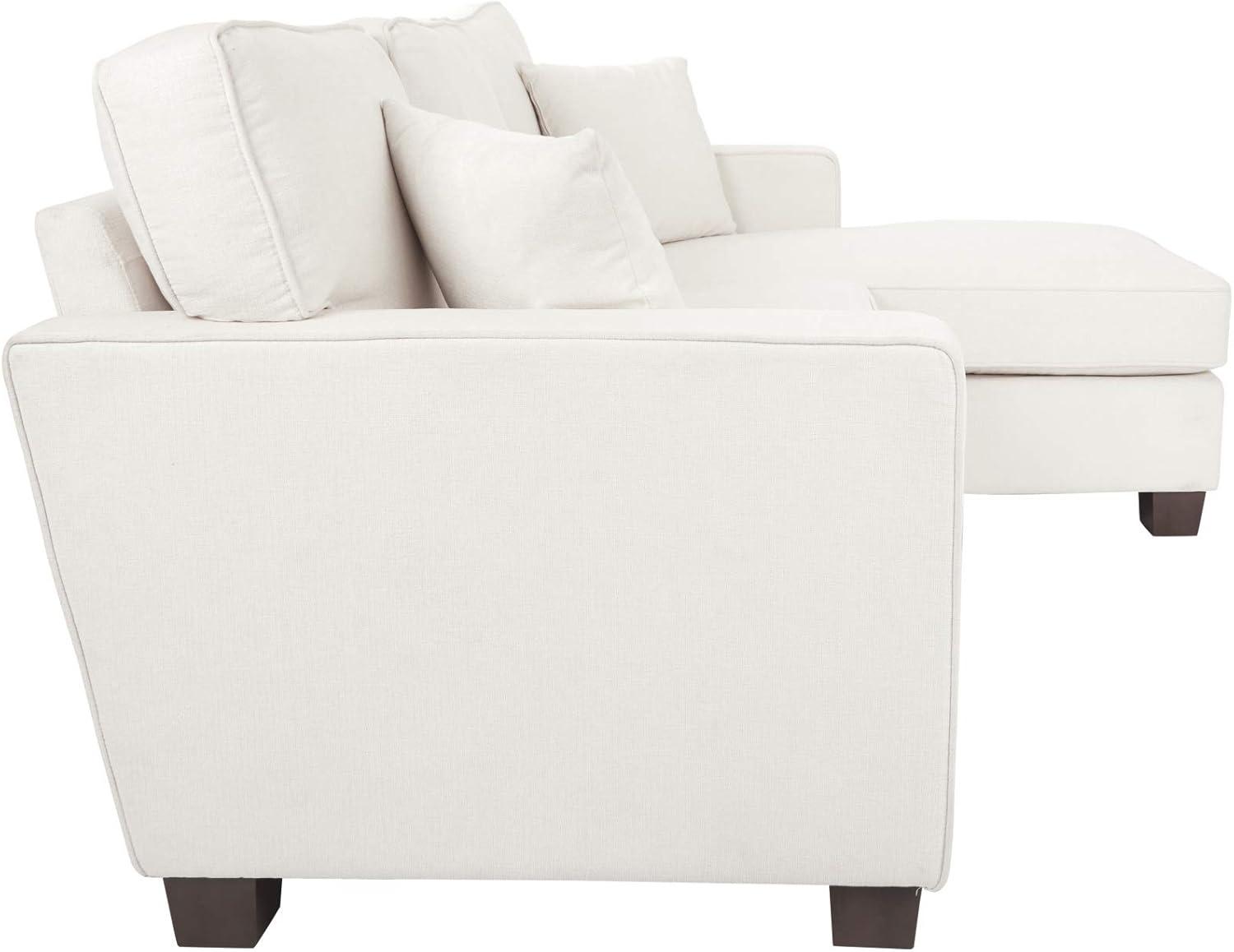 OSP Home Furnishings Russell Sectional with 2 Pillows Off White: Transitional Style, Polyester Upholstery, Wood Frame