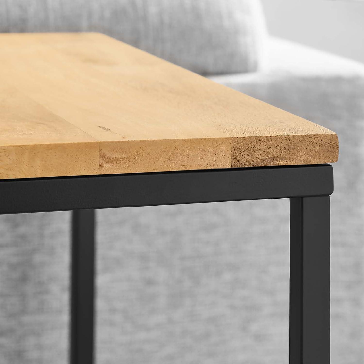 Zora Square Wood and Metal Side Table in Oak