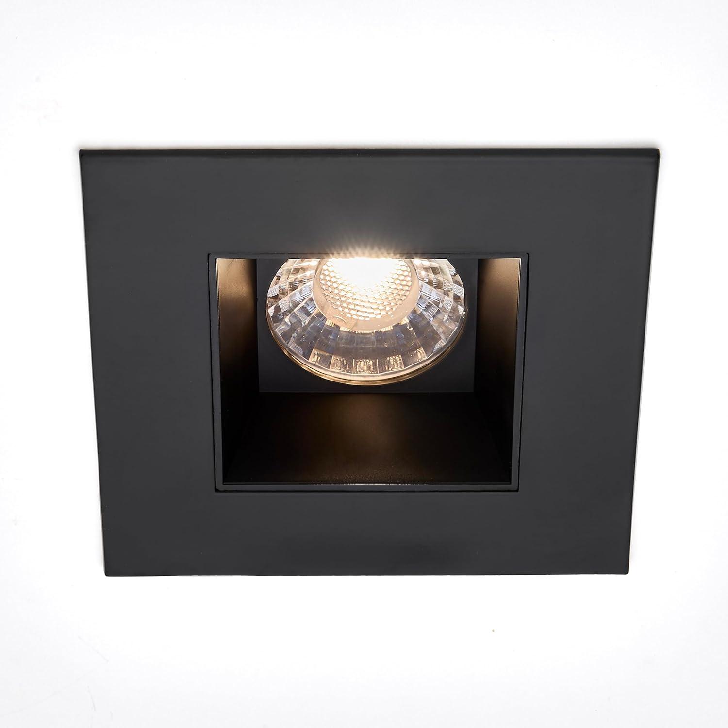 Maxxima 4 in. Slim Square Recessed Anti-Glare LED Downlight, Black, Canless IC Rated, 1050 Lumens, 5 CCT 2700K-5000K