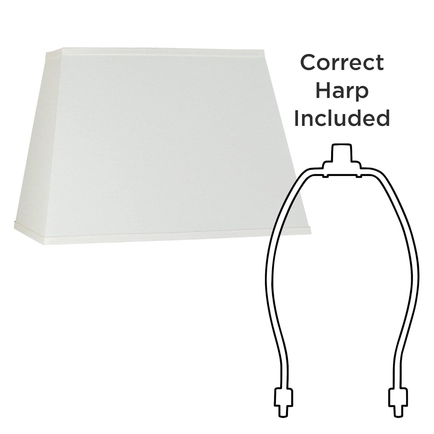 Springcrest Ivory Linen Large Rectangular Lamp Shade 14" Wide x 6" Deep at Top and 18" Wide x 12" Deep at Bottom and 12" Height (Spider) Replacement