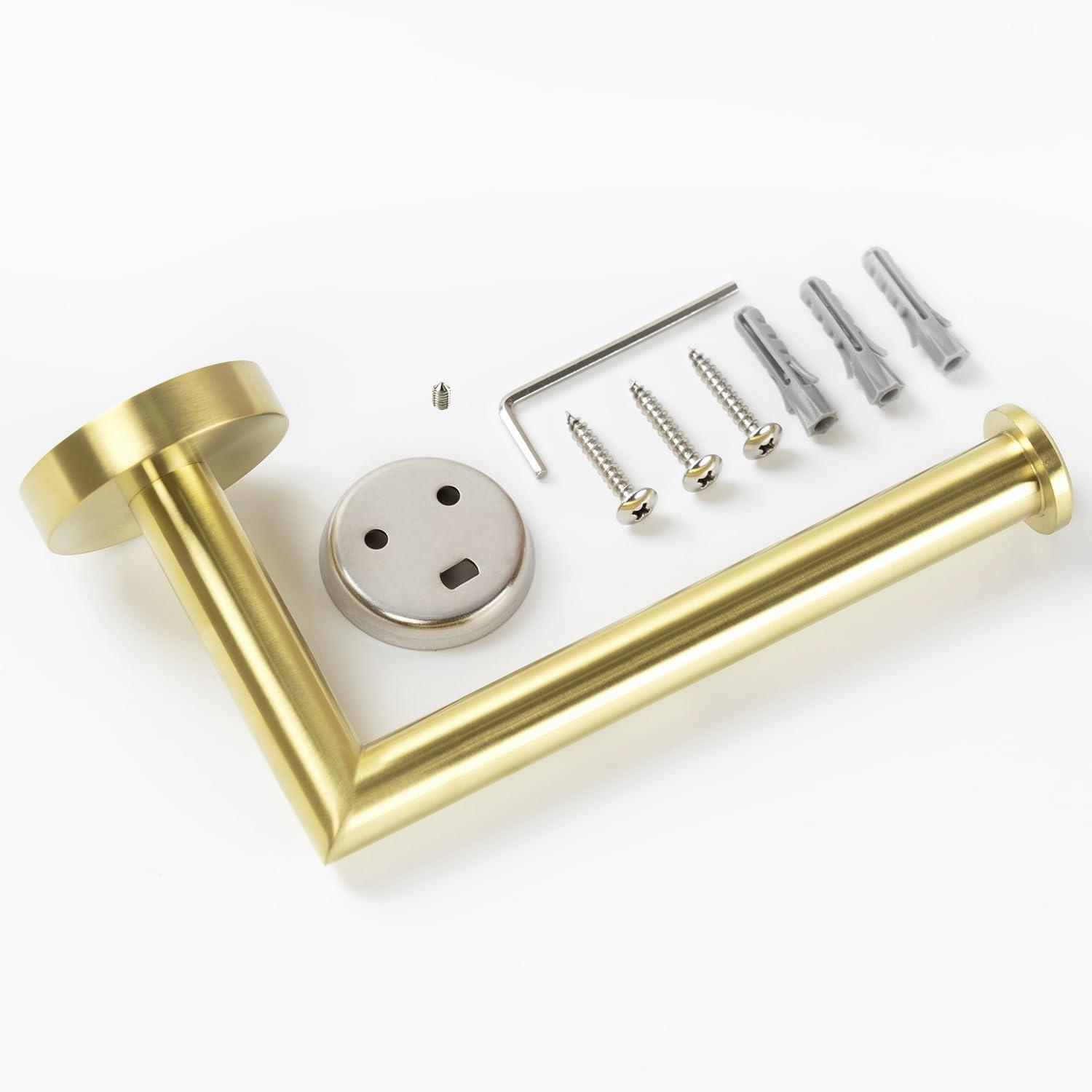 HITSLAM Toilet Paper Holder Wall Mount,Brushed Gold Toilet Paper Roll Holder for Bathroom