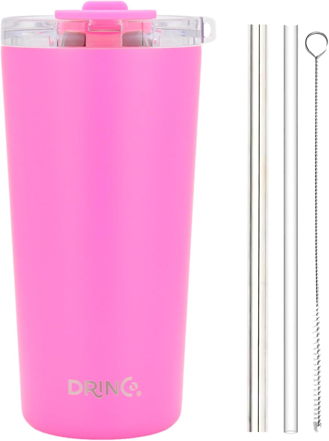 20 oz Pink Stainless Steel Travel Tumbler with Twist Lid