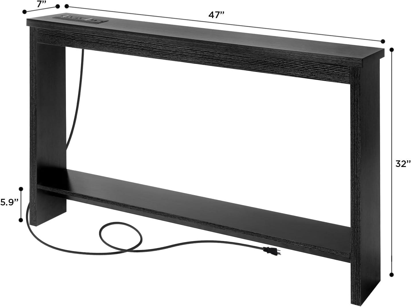 Latitude Run® Narrow Sofa Table With Sockets, USB Ports And Charging Station