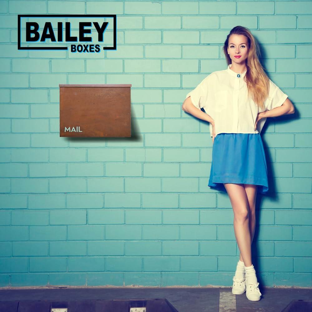 Wall Mounted Locking Mailbox - Rustic Modern Vintage Design from Bailey Boxes - The Rockdale - Elevate Your Exterior with a Top-Notch Custom Style Mailbox