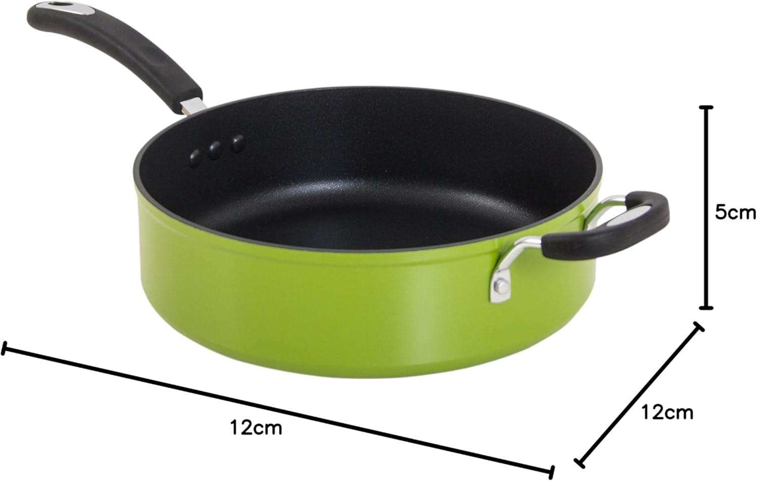 Green Aluminum Non-Stick Sauce Pan with Lid, 12"