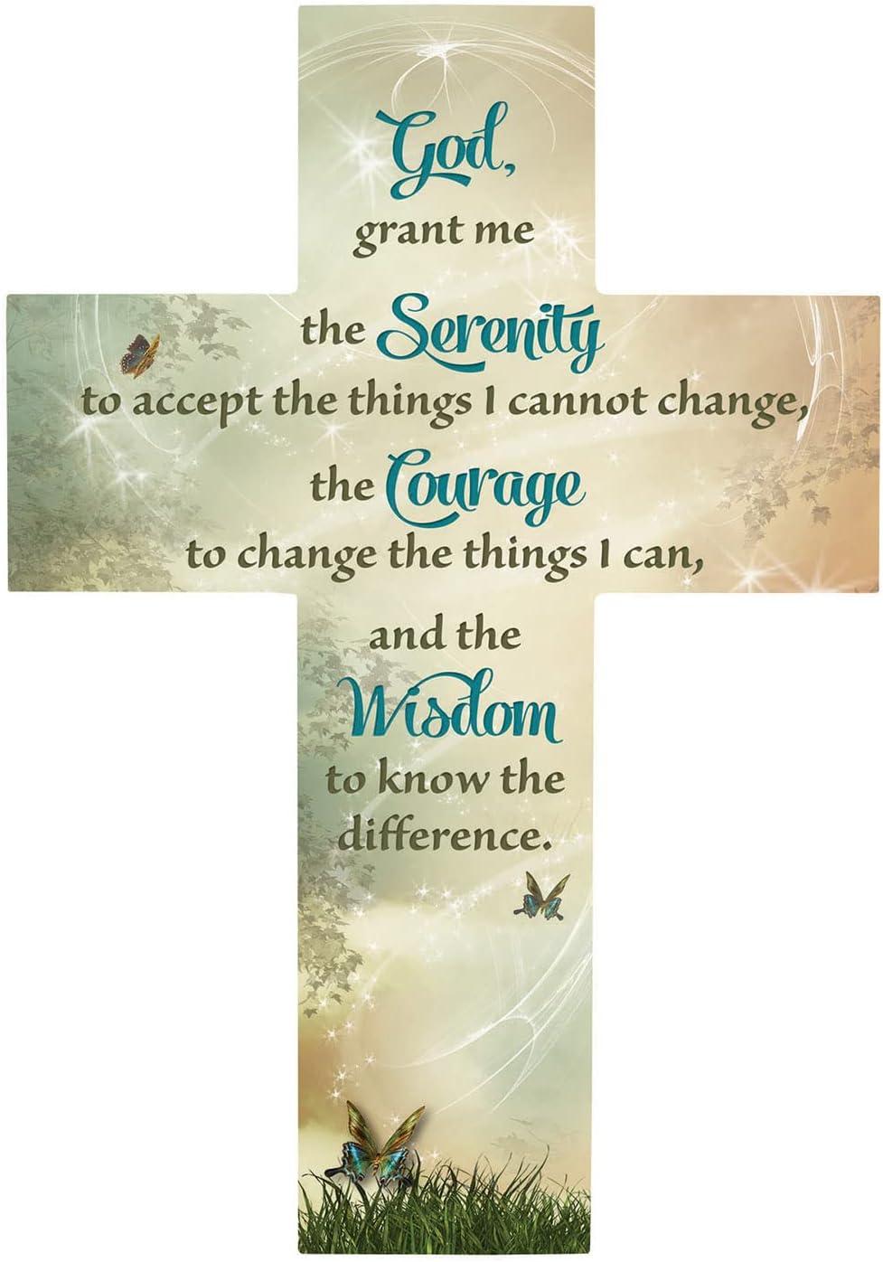 Gerffert Inspirational Wooden Wall Cross, 12-Inch, Serenity Prayer
