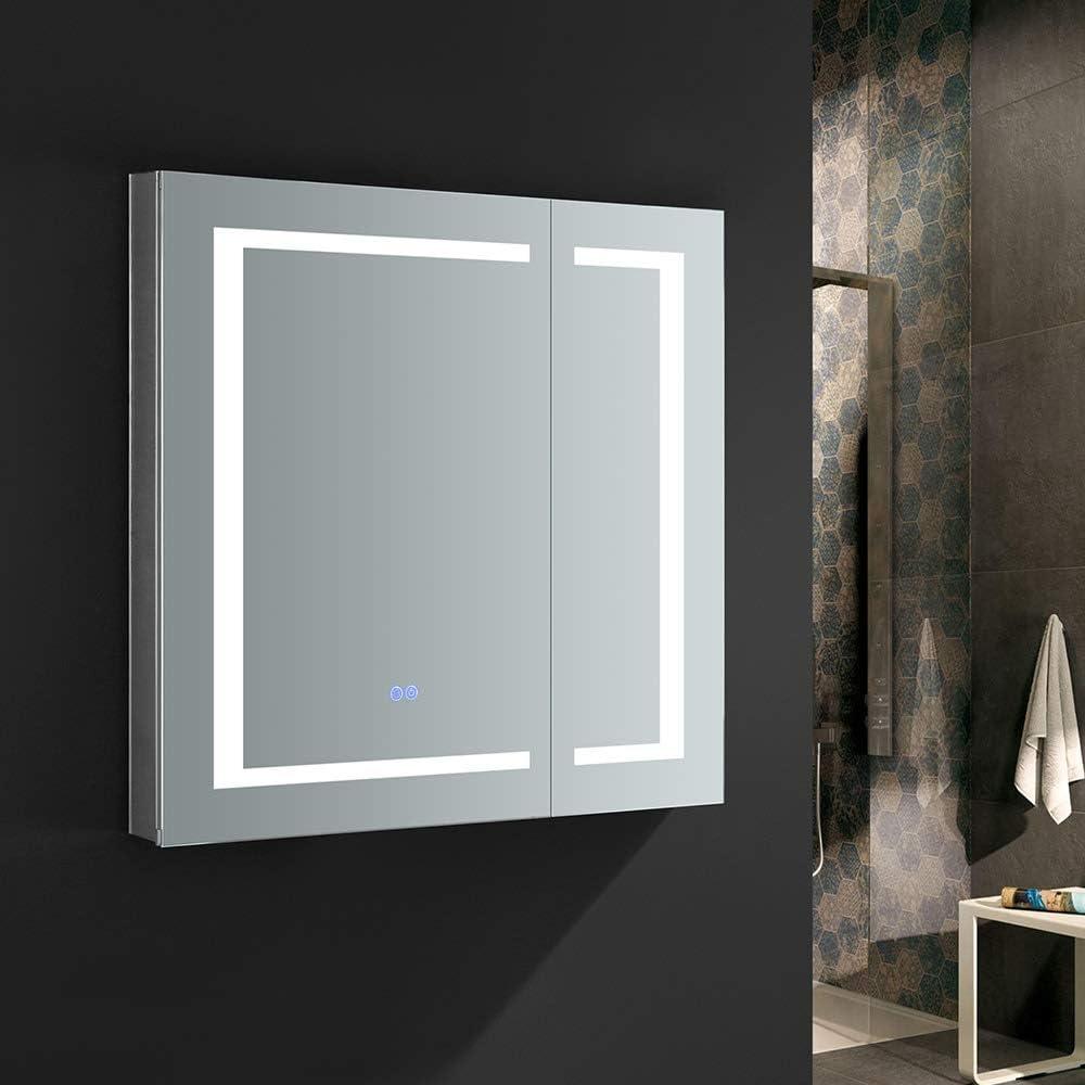 Fresca Spazio 30x30" LED Lighting Aluminum Bathroom Medicine Cabinet in Mirrored