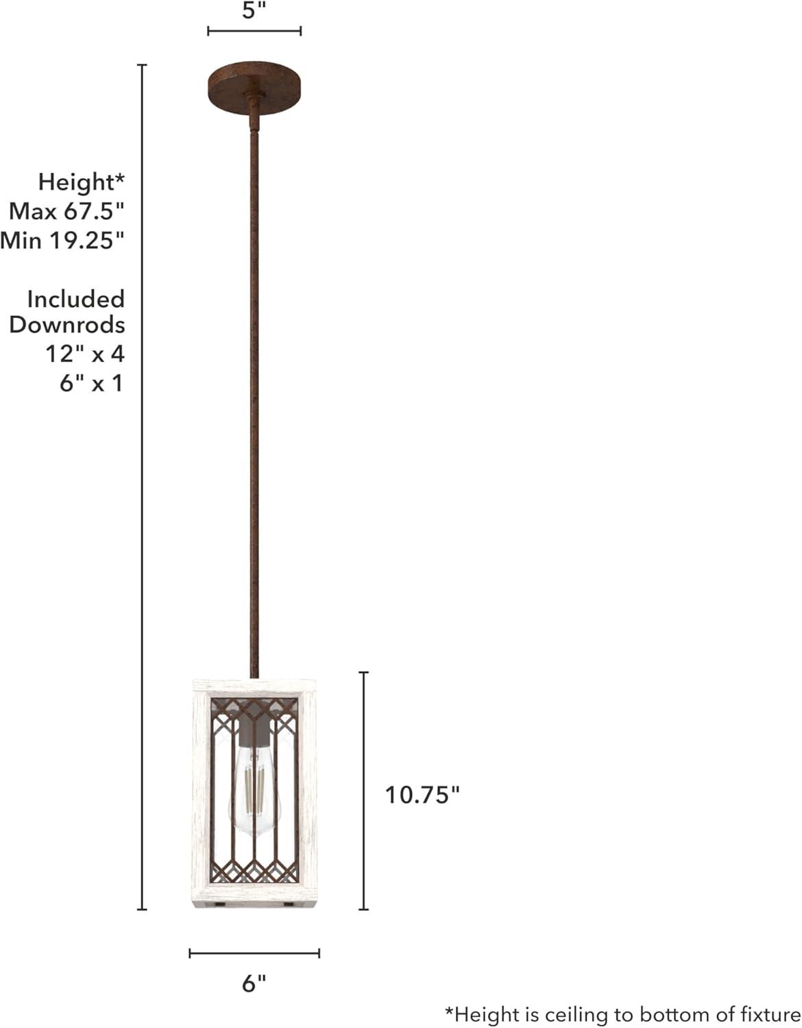 Chevron 10.75" White Glass Mini Pendant Light with Textured Rust Finish