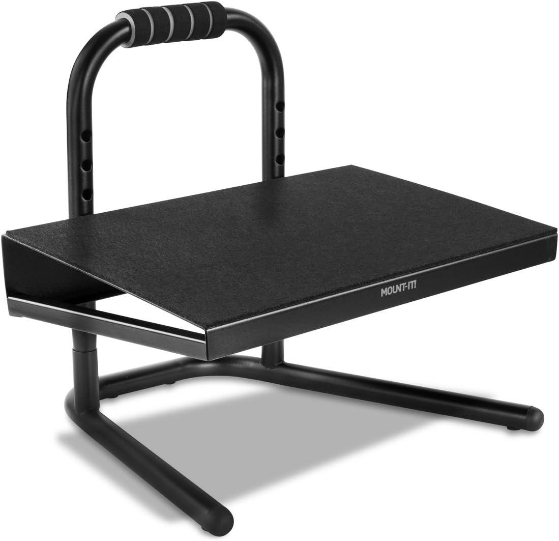 Mount-It! Height Adjustable Footrest for Standing and Sitting, Under The Desk Footrest with Handle