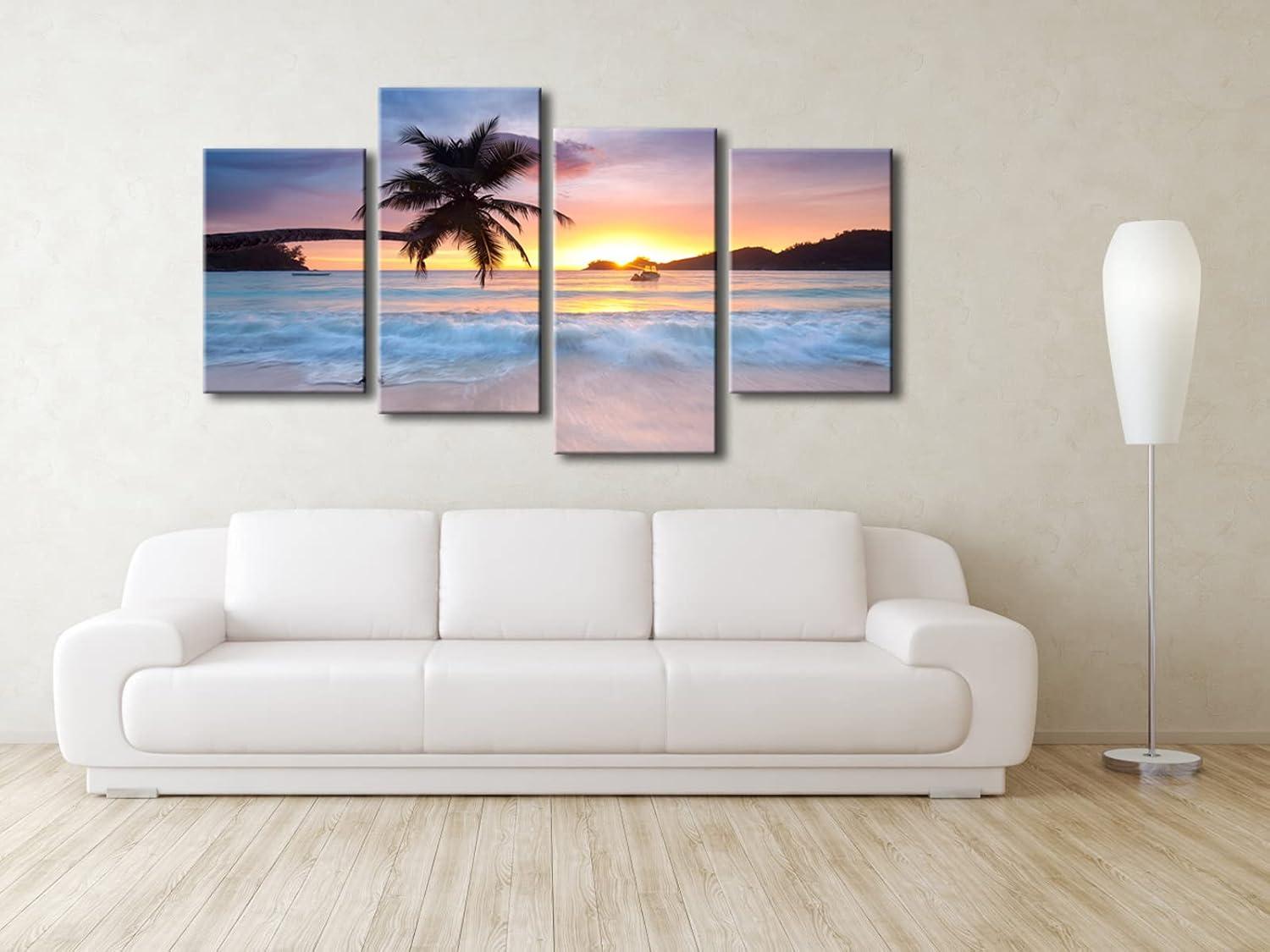 Sunrise Beach 4-Piece Seascape Canvas Wall Art Set