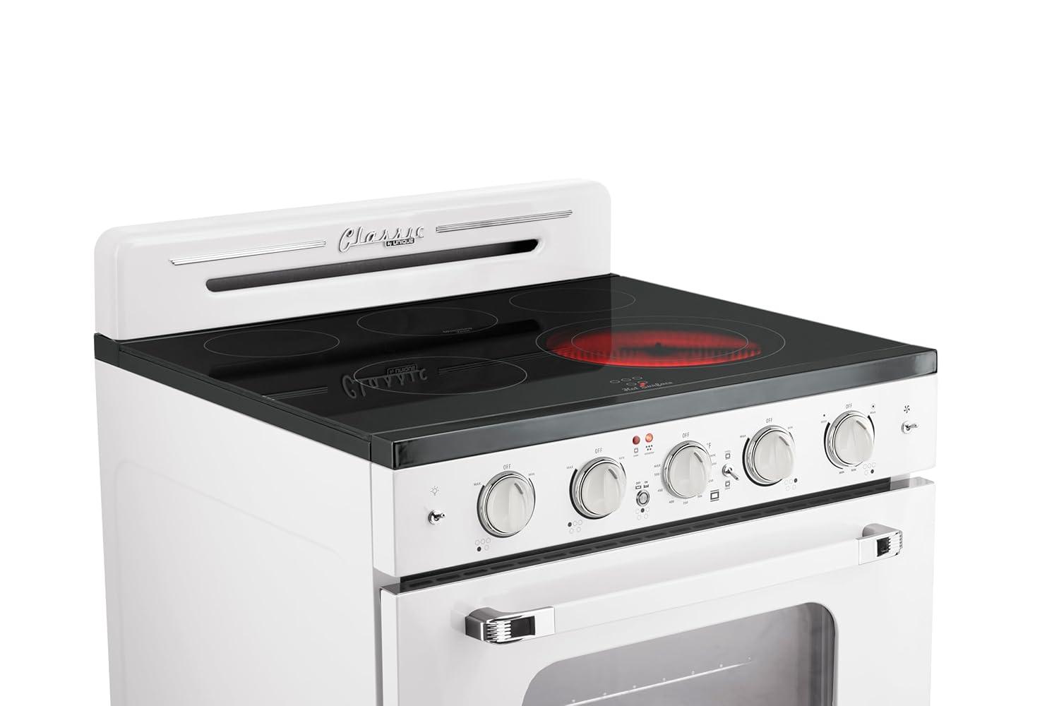 Unique Appliances Classic Retro 30" 5 Element 3.9 cu. ft. Freestanding Electric Glass Top Range with Convection Oven UGP-30CR EC W