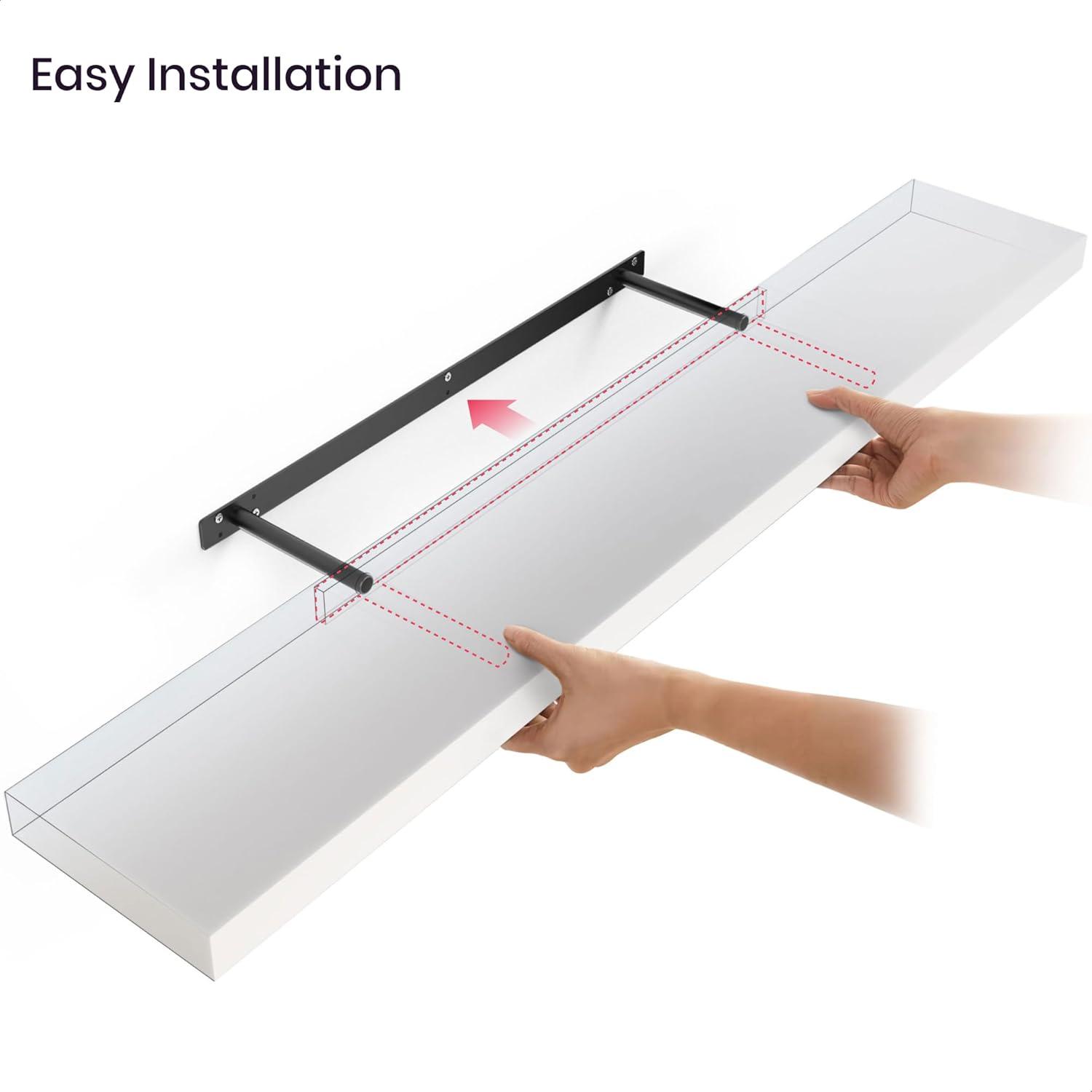 Ballucci Miami 48" W x 8" D Floating Shelves Set with Invisible Wall Mount Brackets (Set of 2)