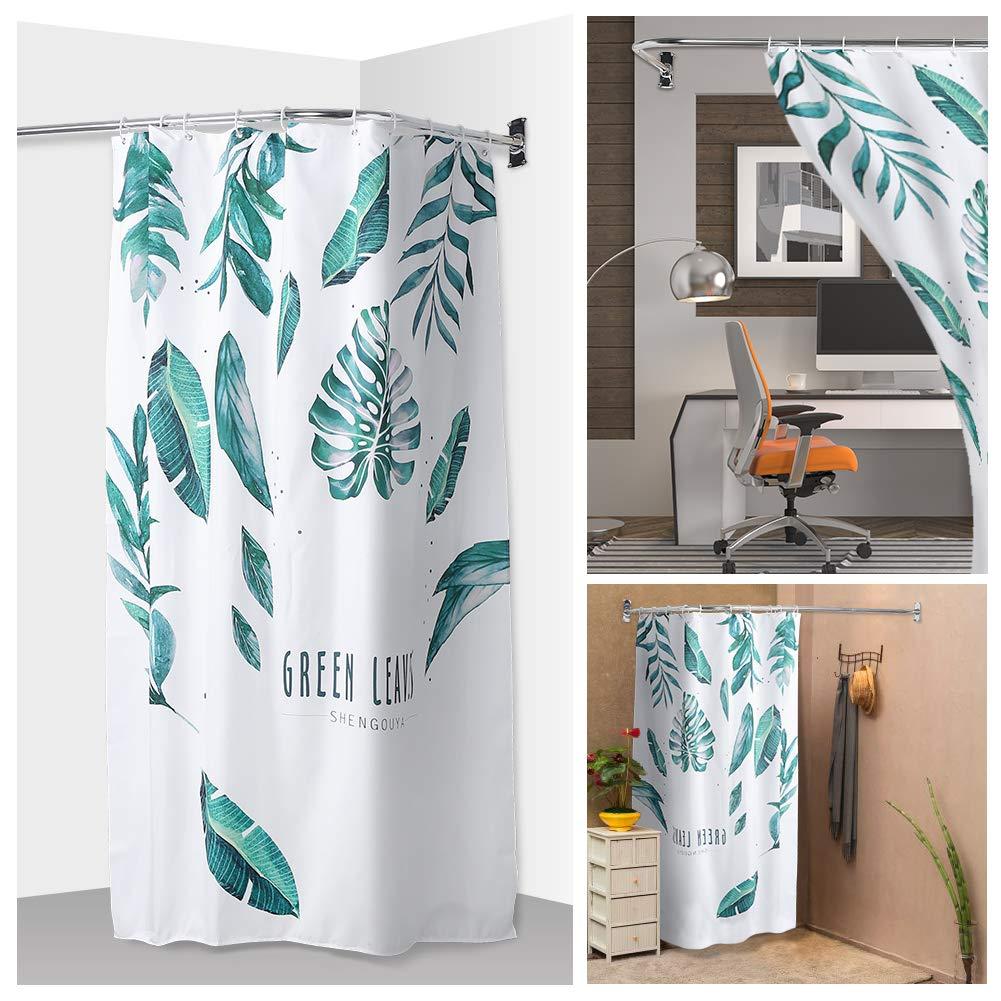 PrettyHome L Shapaed Bathroom Bathtub Corner Shower Curtain Rod Large Space 28"x68",Chrome Finished