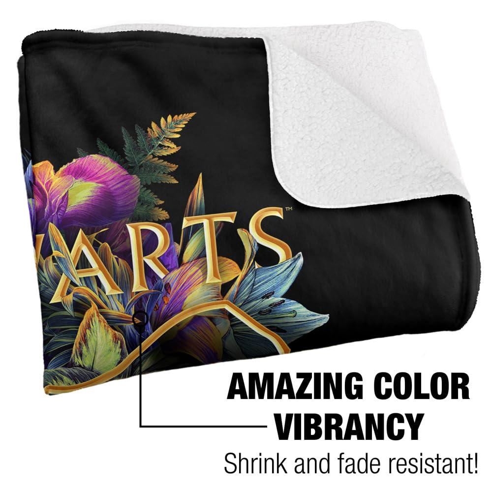 Harry Potter Hogwarts Multi-Colored Floral Crest Officially Licensed Silky Touch Super Soft Throw Blanket 50" x 60"