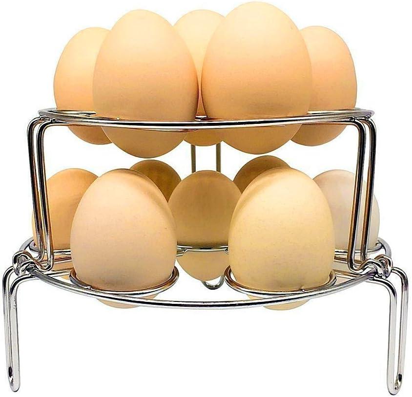 Egg Steamer Rack Trivet for Instant Pot Accessories 5 Qt, 6 Qt, 8 Qt Pressure Cooker 2 Pack Stackable 304 Stainless Steel Multipurpose Cooling Rack,Cooking