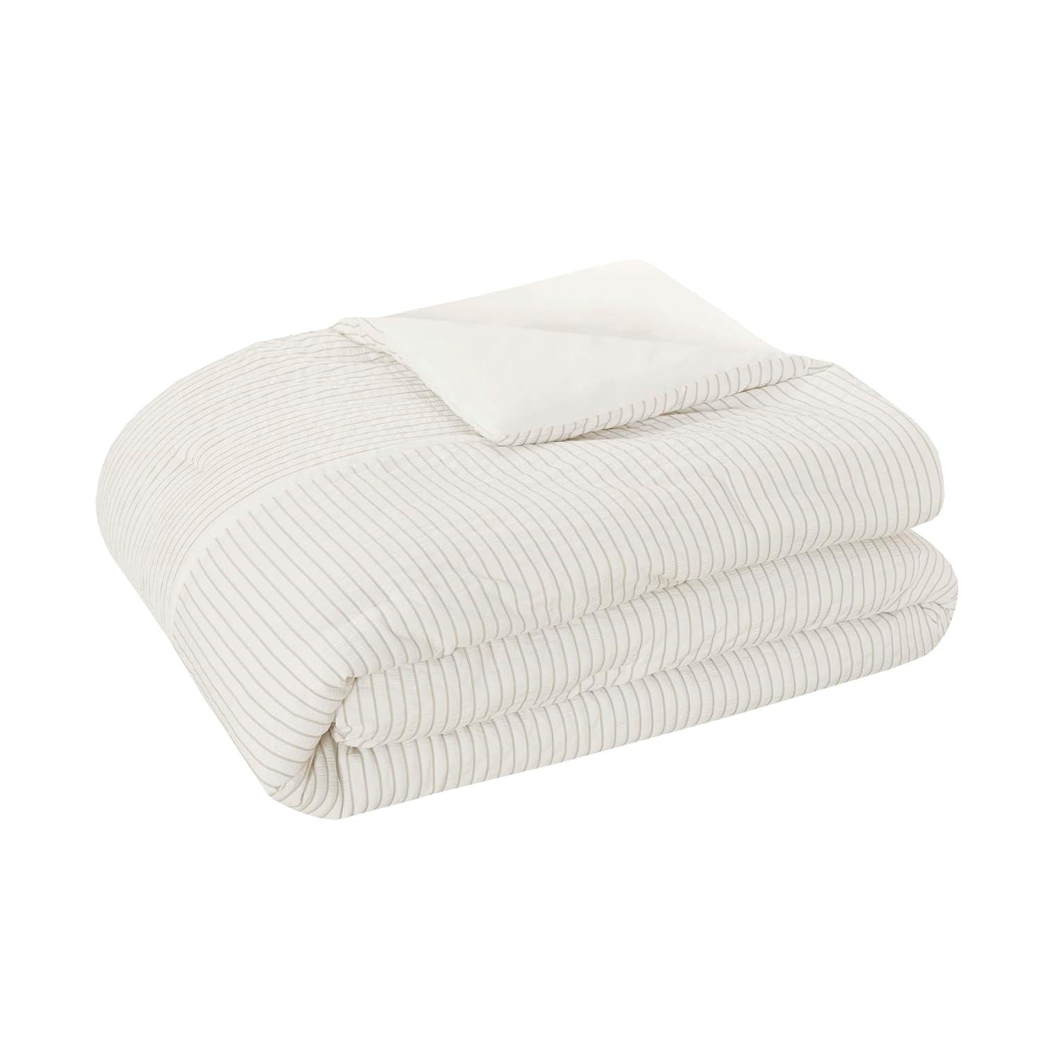 Beautyrest Apollo 3 Piece Striped Seersucker Oversized Comforter Set