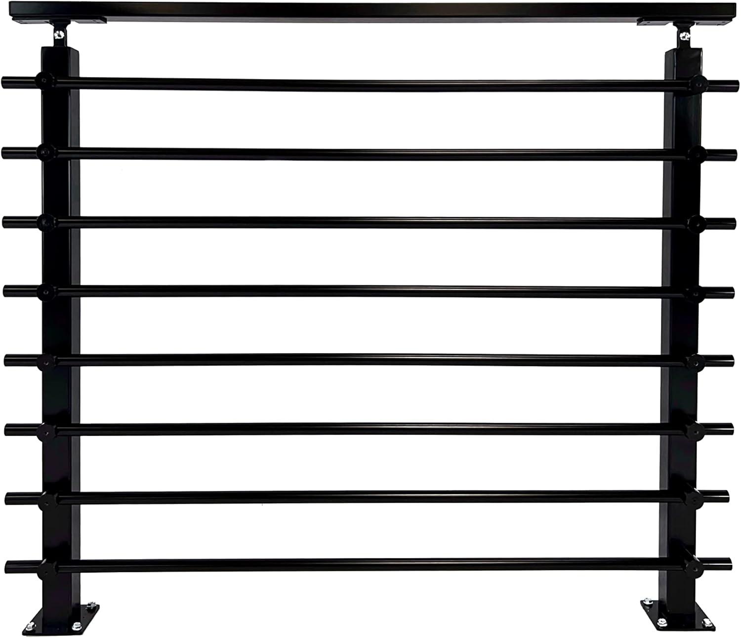 Concept Fusion Modern Horizontal Adjustable Railing Banister System for Staircases Balconies and Decks Complete Guard Railing Kit