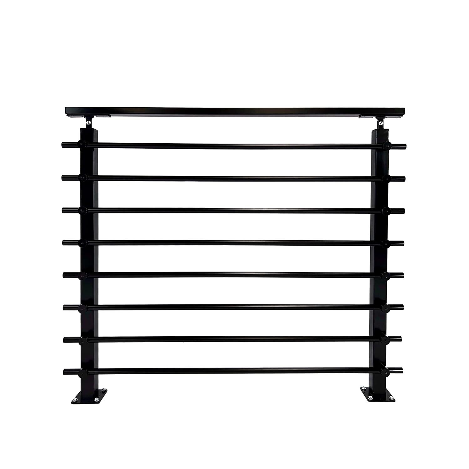 Concept Fusion Modern Horizontal Adjustable Railing Banister System for Staircases Balconies and Decks Complete Guard Railing Kit