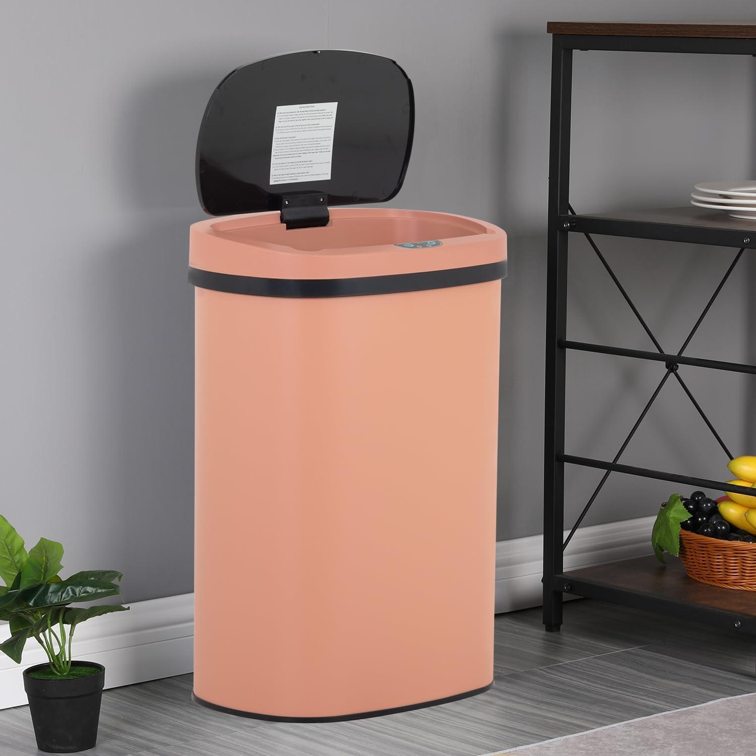 Garbage Can 13 Gallon 50 Liter Kitchen Trash Can For Bathroom Bedroom Home Office Automatic Touch Free High-Capacity With Lid Brushed Stainless Steel Waste Bin