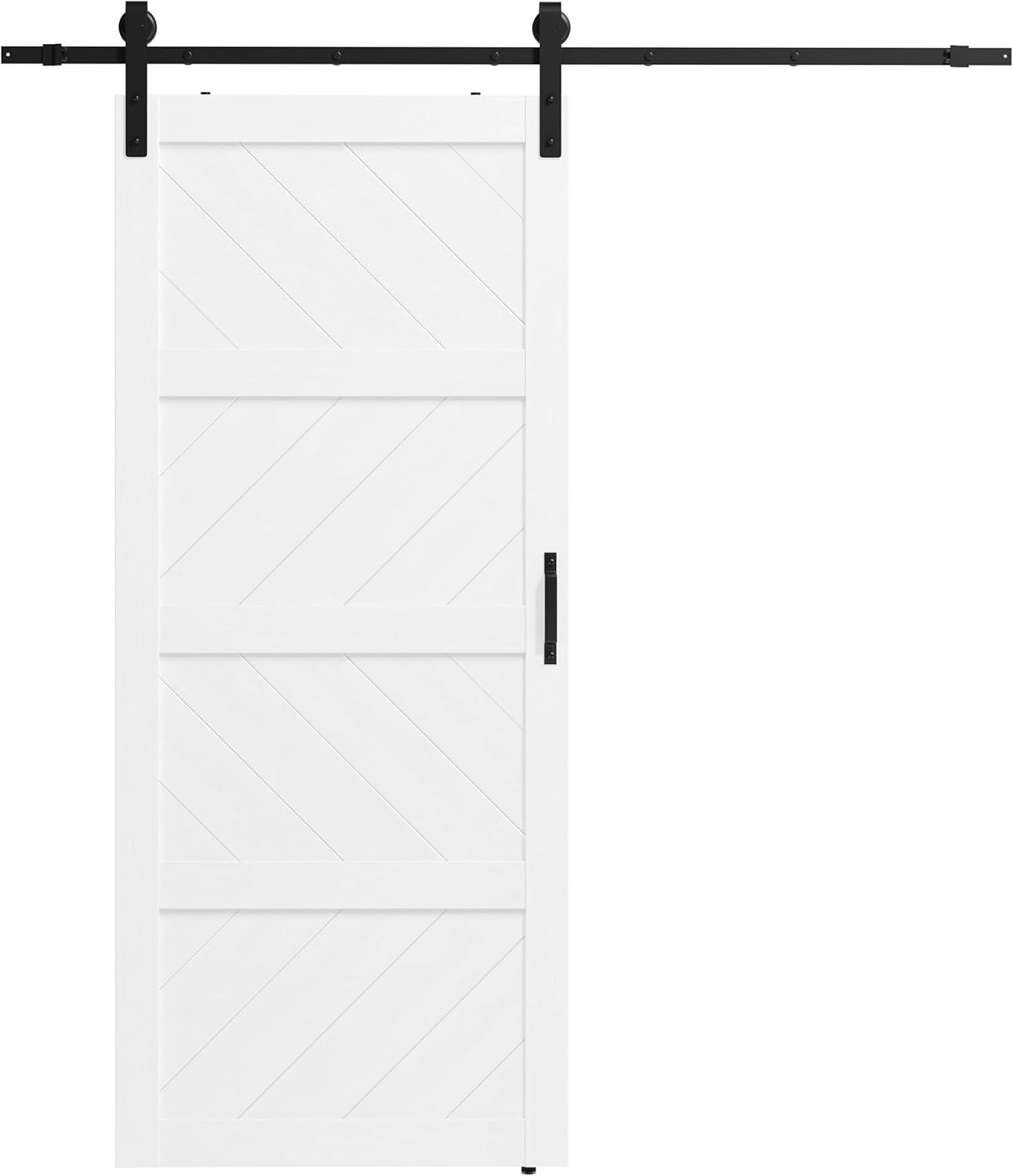 Sliding Barn Door 48”x84”, Black Barn Door with Modern Paneled Wave Design, Complete Barn Door Set, Waterproof PVC Surface, Assembly Required for Bedroom, Living Room, Closet, or Bathroom