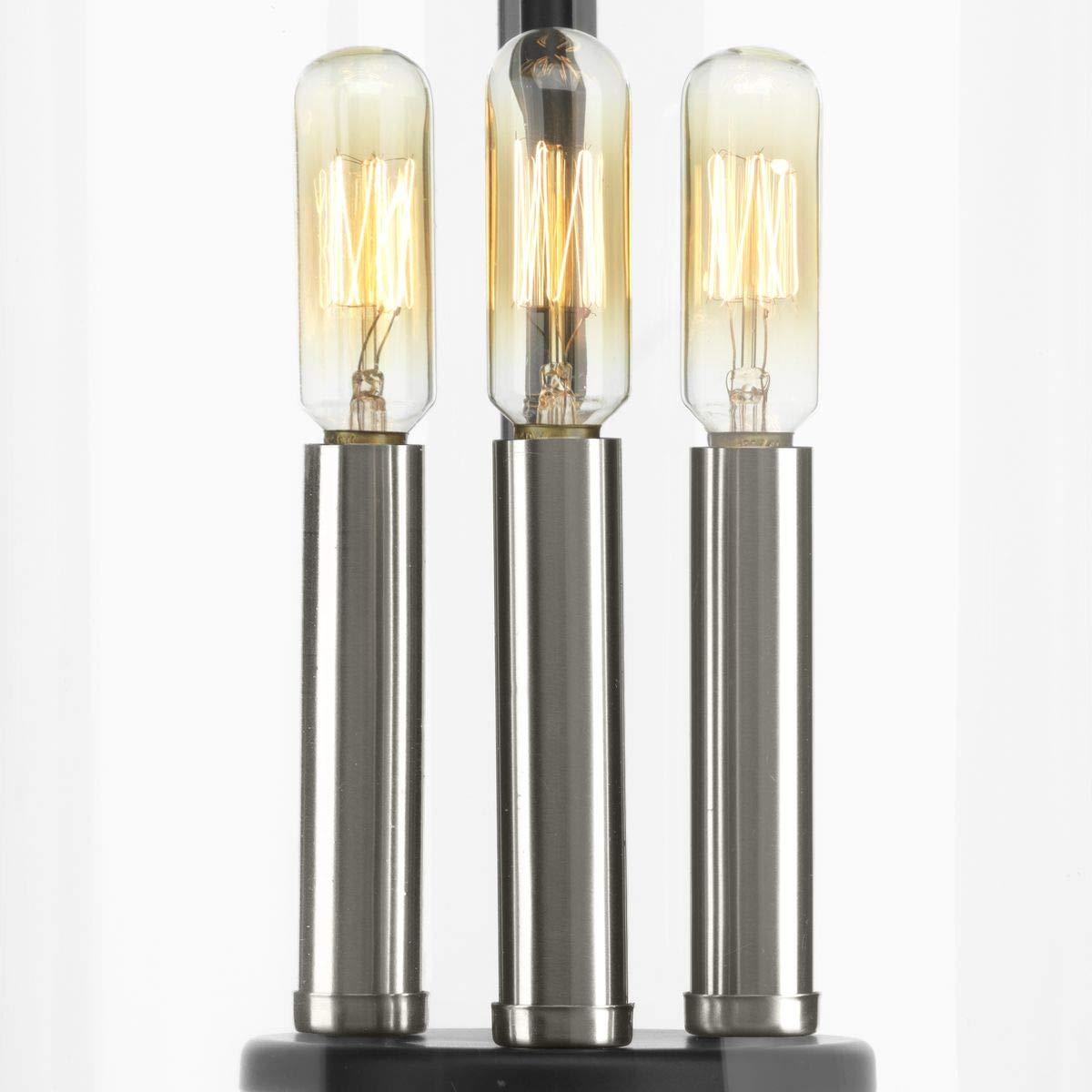Progress Lighting Squire 3-Light Hanging Lantern, Steel, Black Finish, Clear Glass Shade