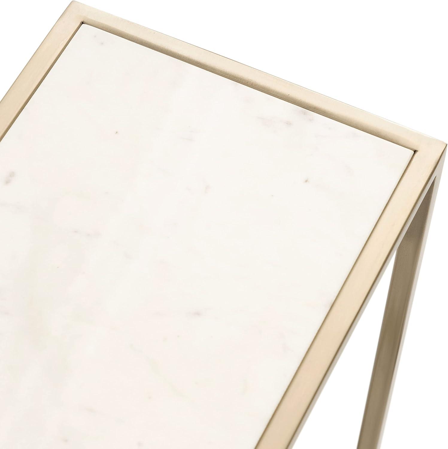 Kate and Laurel Jaspur Square Metal Drink Table, 7x7x21, Gold and White