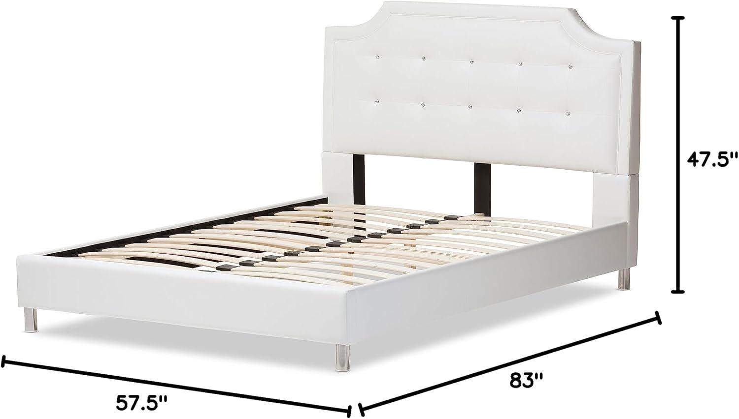Full Adult Bed 80"x28"x8" White - Baxton Studio: Contemporary Platform Design, Faux Leather