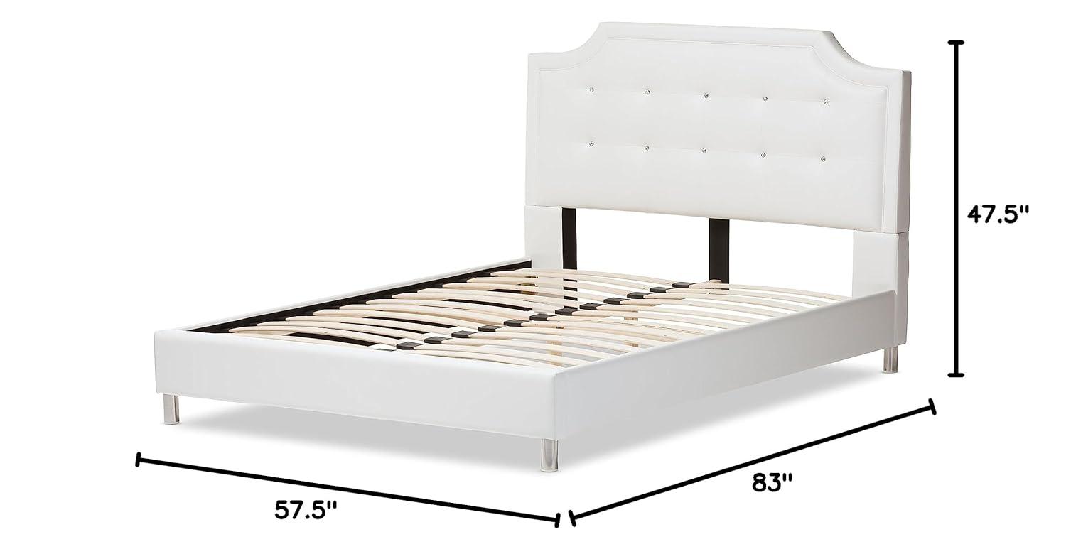 Full Adult Bed 80"x28"x8" White - Baxton Studio: Contemporary Platform Design, Faux Leather