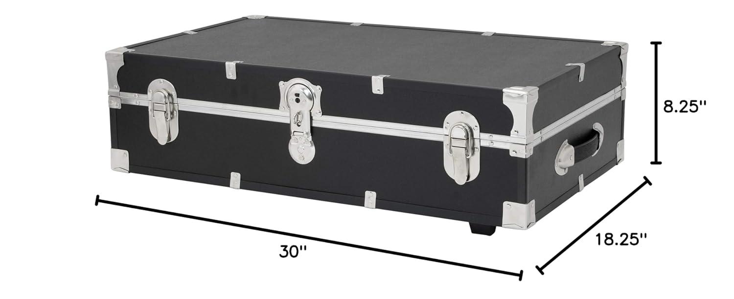 31 in. Under the Bed Trunk with Wheels & Lock, Black