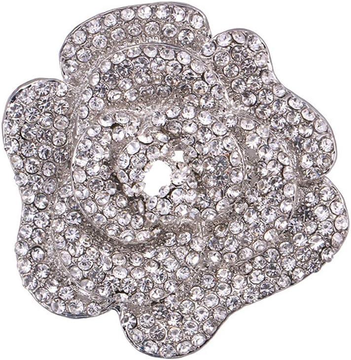 Rhinestone Rose Brooch Pin for Women Girls Fashion Crystal Big Blossom Flower Brooch Lapel Pins Elegant Dress Accessories Jewelry Boutonniere Corsage for Hat Bag Suit Tie Gift Wedding Holiday