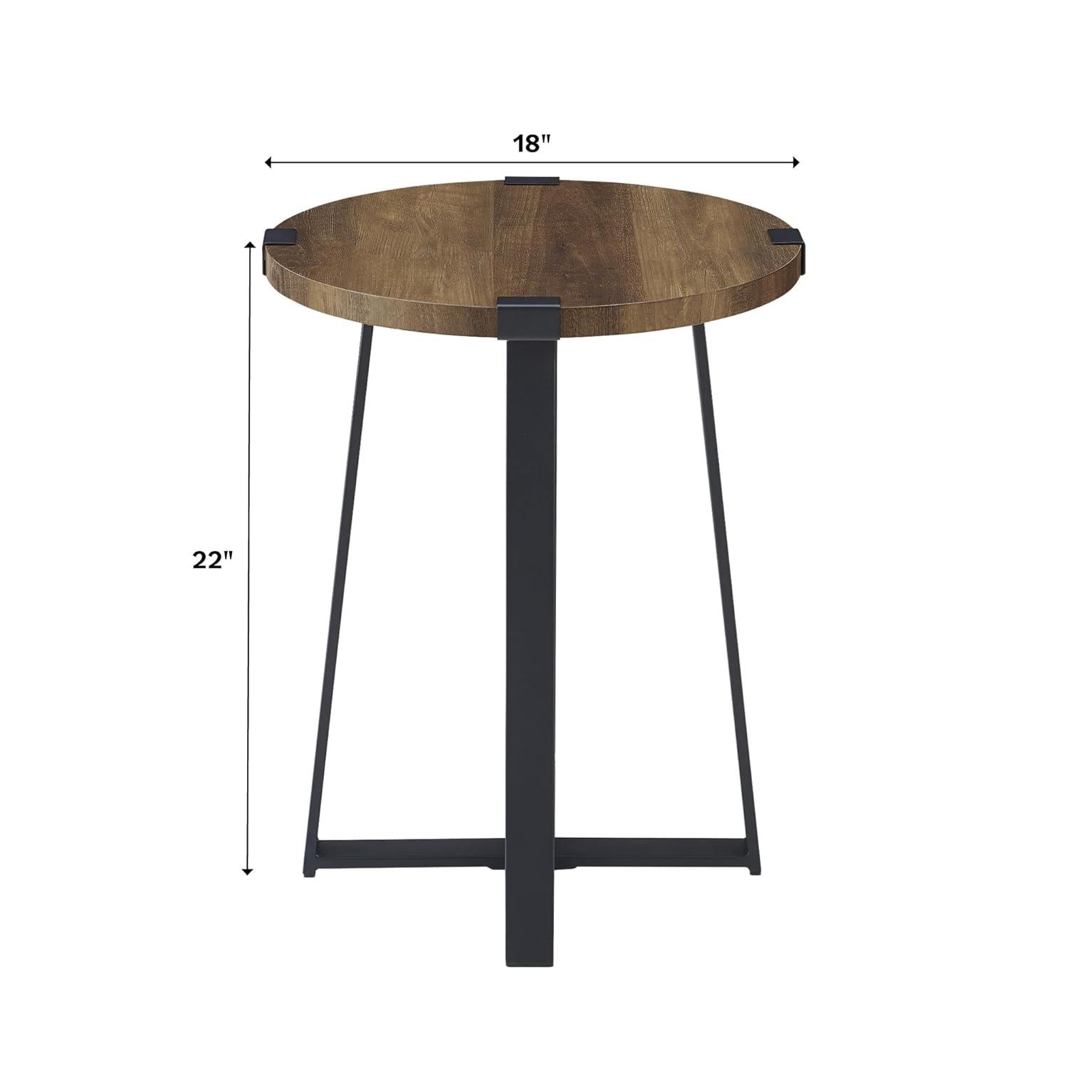Walker Edison Anastasia Modern Metal Wrap X Base Accent Table, 18 Inch, Dark Concrete