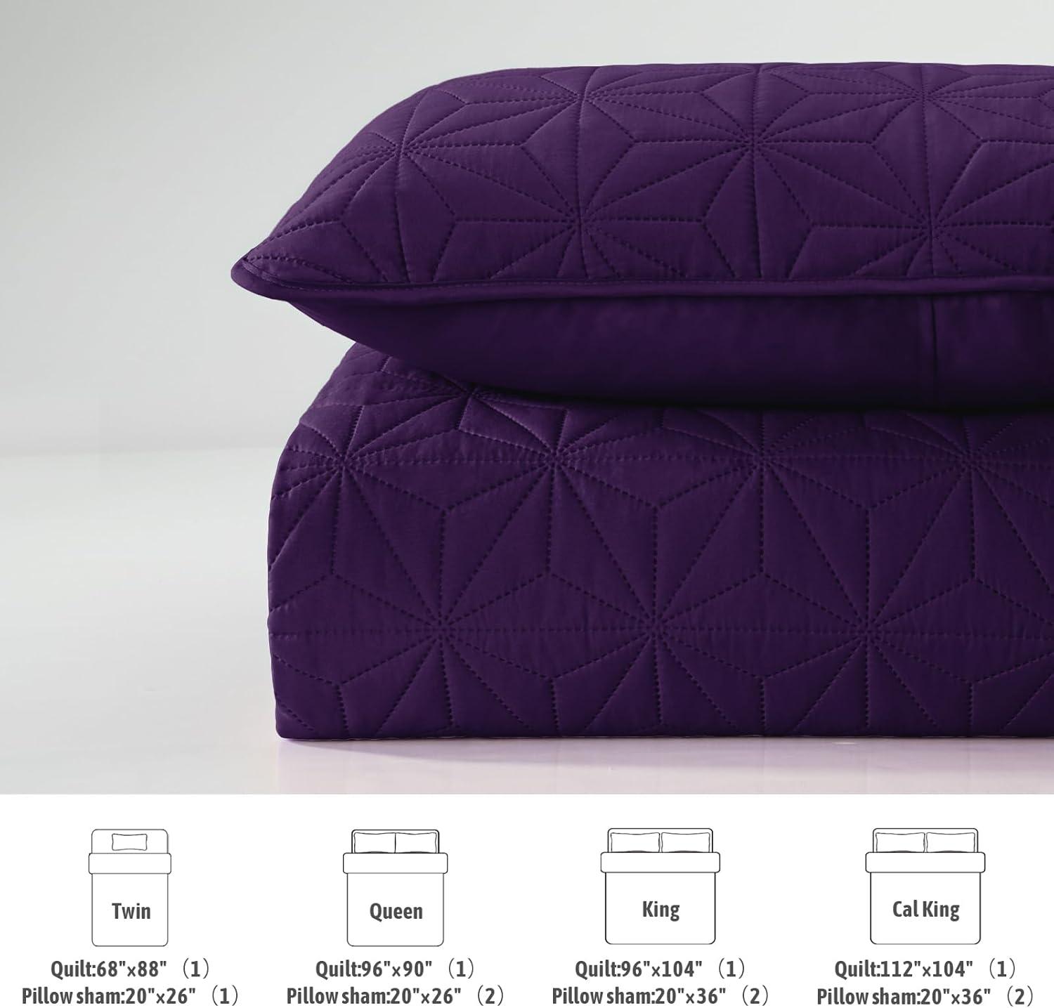 3-Piece King Size Quilt Set Purple - 3 Piece - King