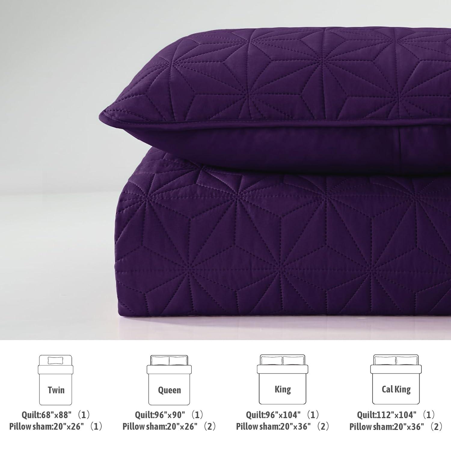3-Piece King Size Quilt Set Purple - 3 Piece - King