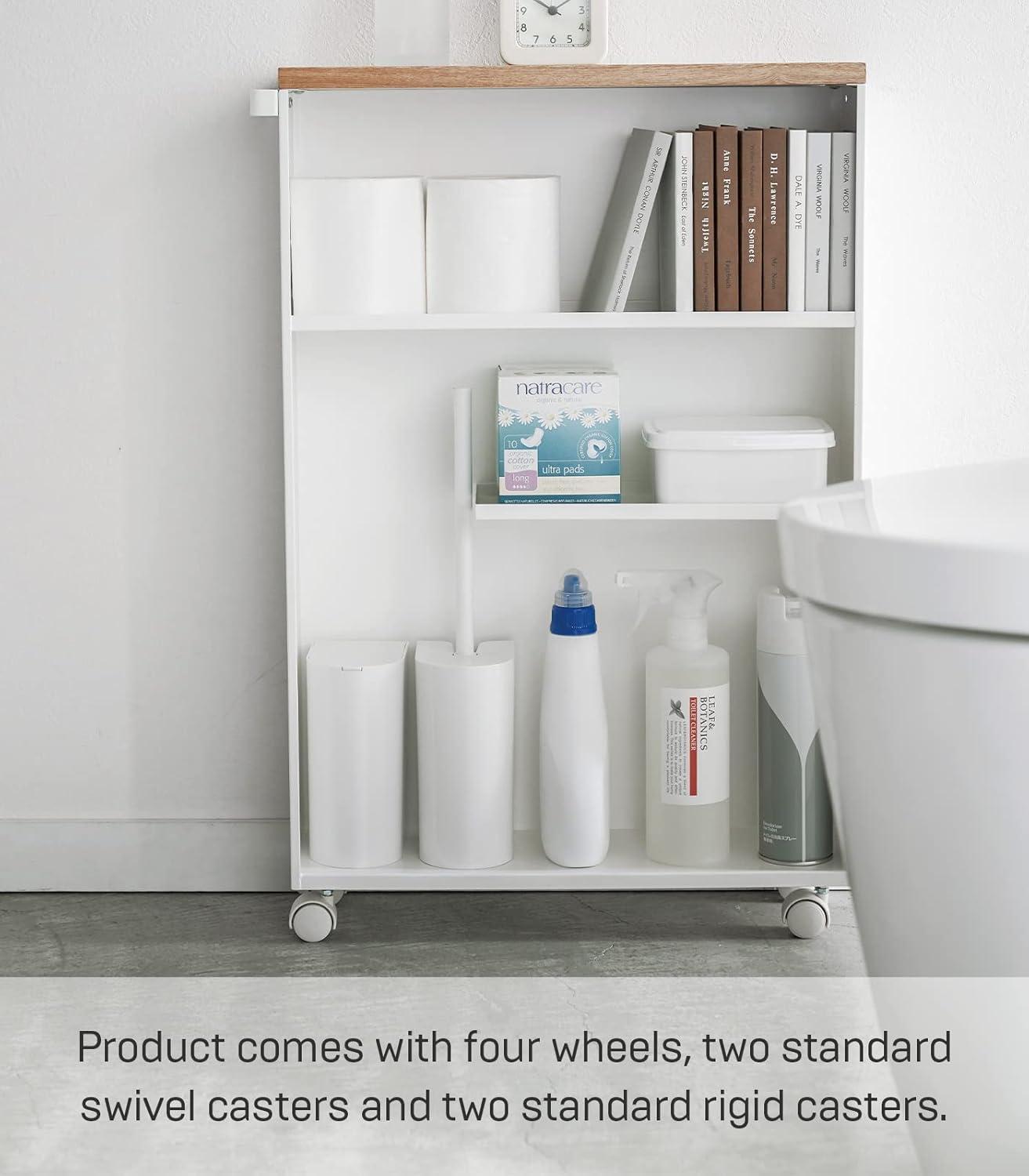 Yamazaki White Rolling Bathroom Cart