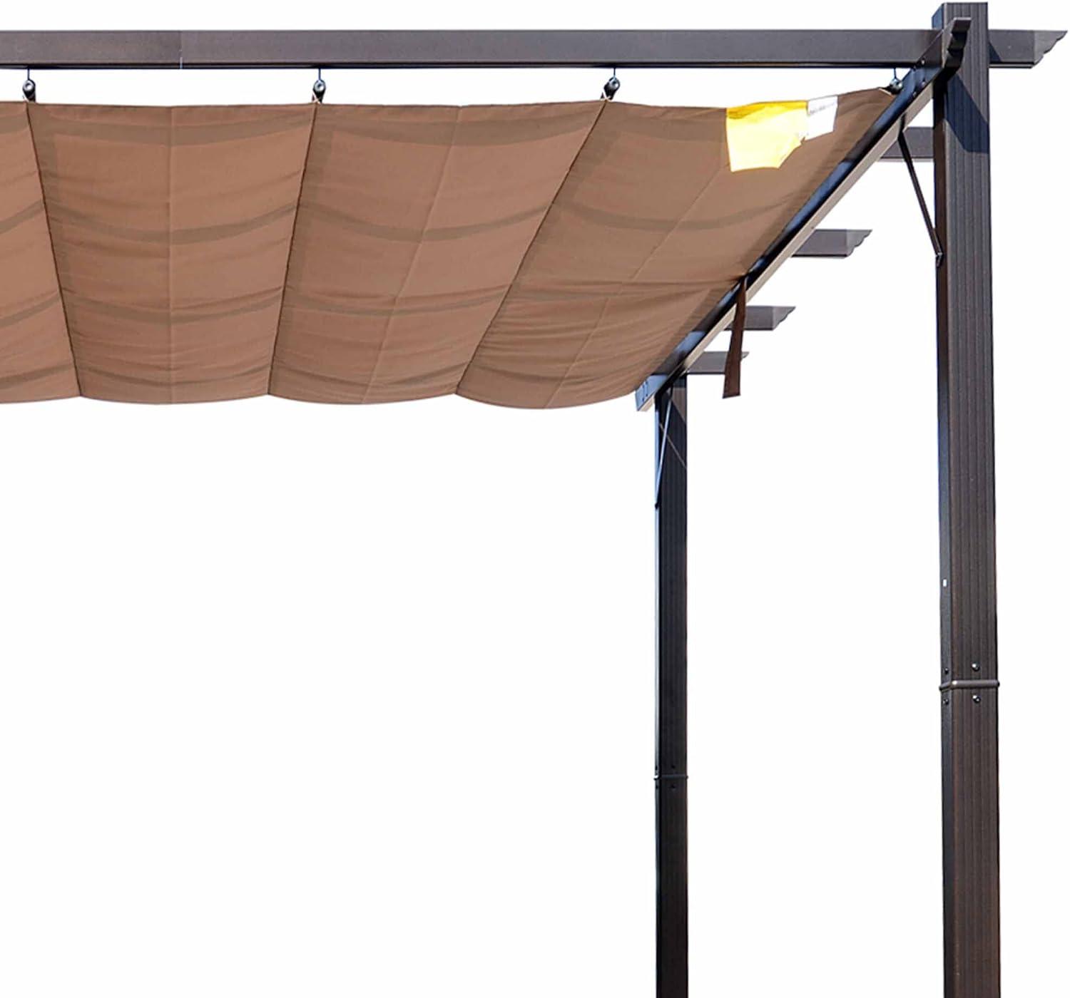 Outsunny 10' x 10' Pergola with Retractable Shade Canopy, Aluminum, Brown