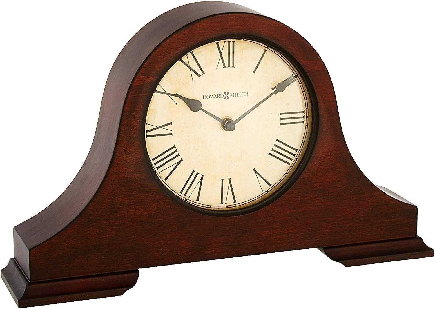 Humphrey Traditional Roman Numeral Wood Quartz Movement / Crystal Tabletop Clock in Hampton Cherry