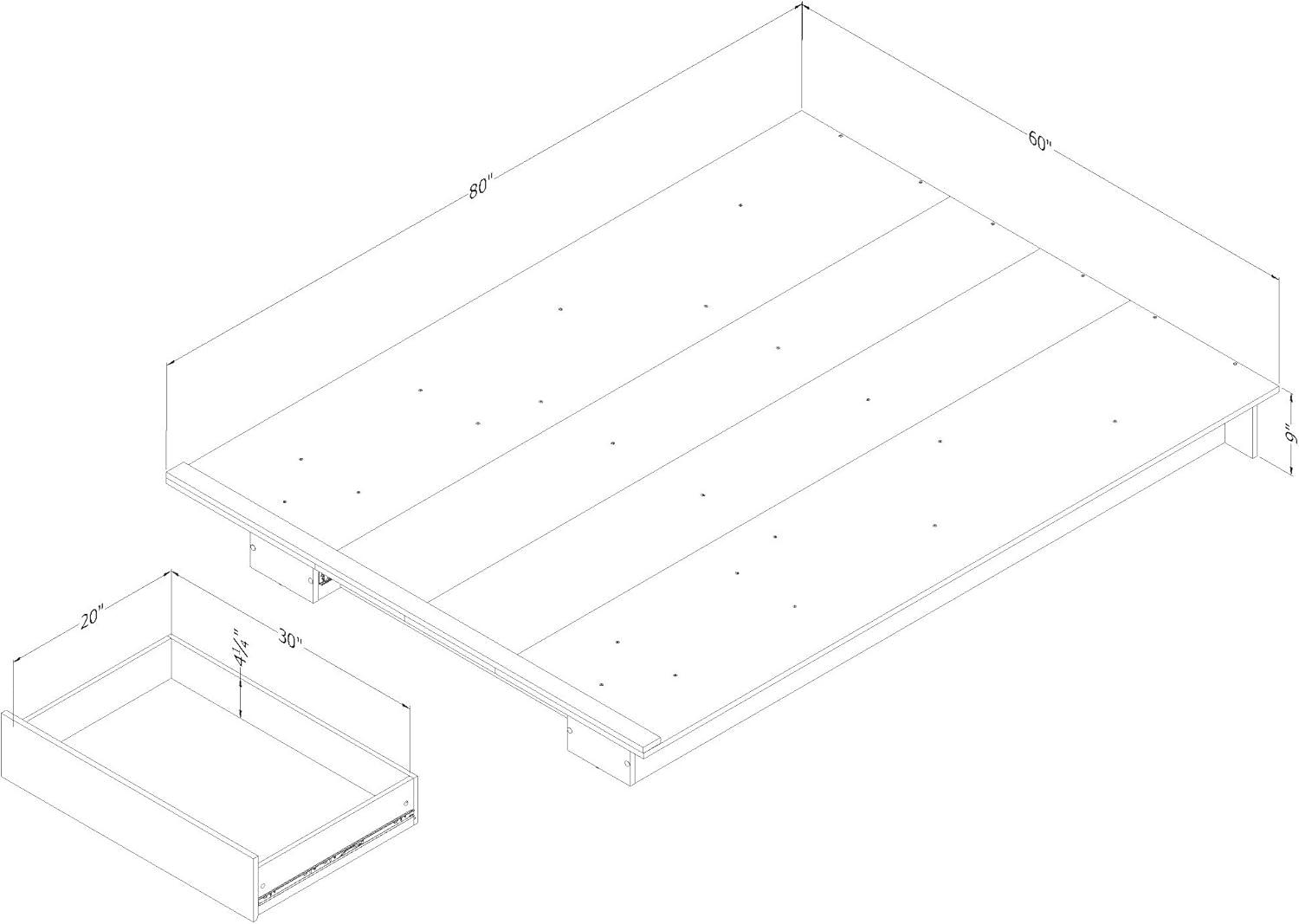 South Shore Full/Queen Musano Platform Bed Nordik Oak