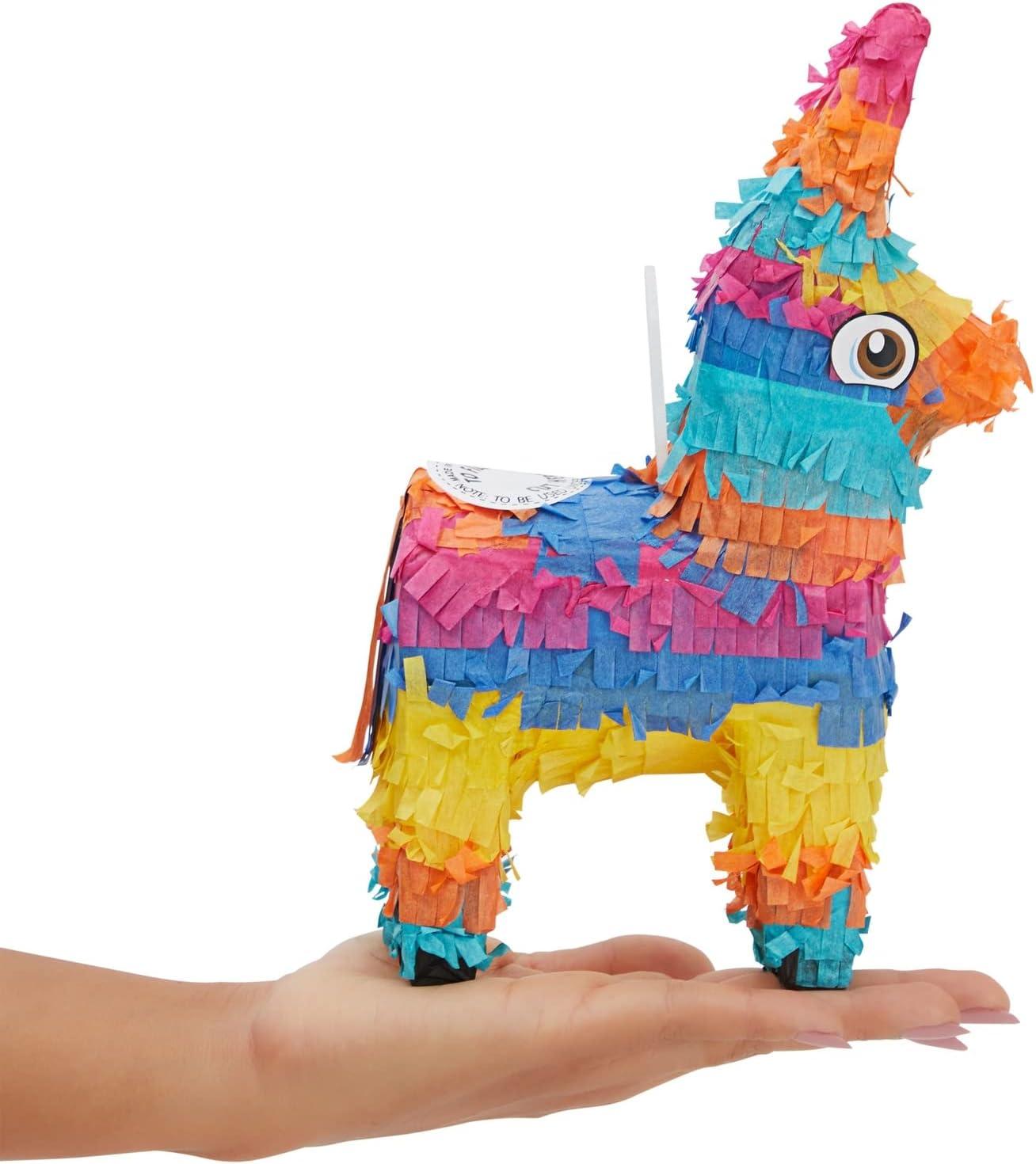 Blue Panda 3 Pack Mini Donkey Pinata for Cinco de Mayo Fiesta, Kids Birthday Party Supplies, 5.5 x 9.25 x 2.15 in