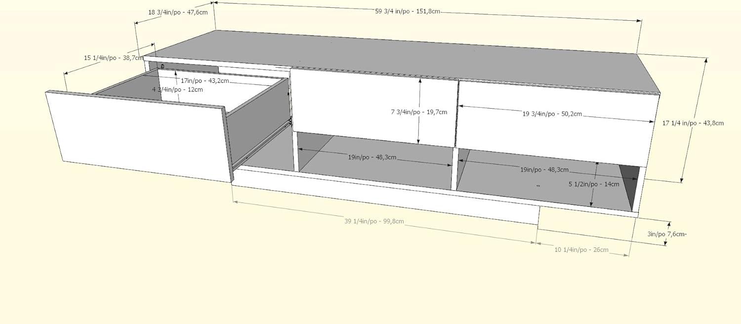 Rustik 3 Drawer TV Stand for TVs up to 66" Walnut - Nexera