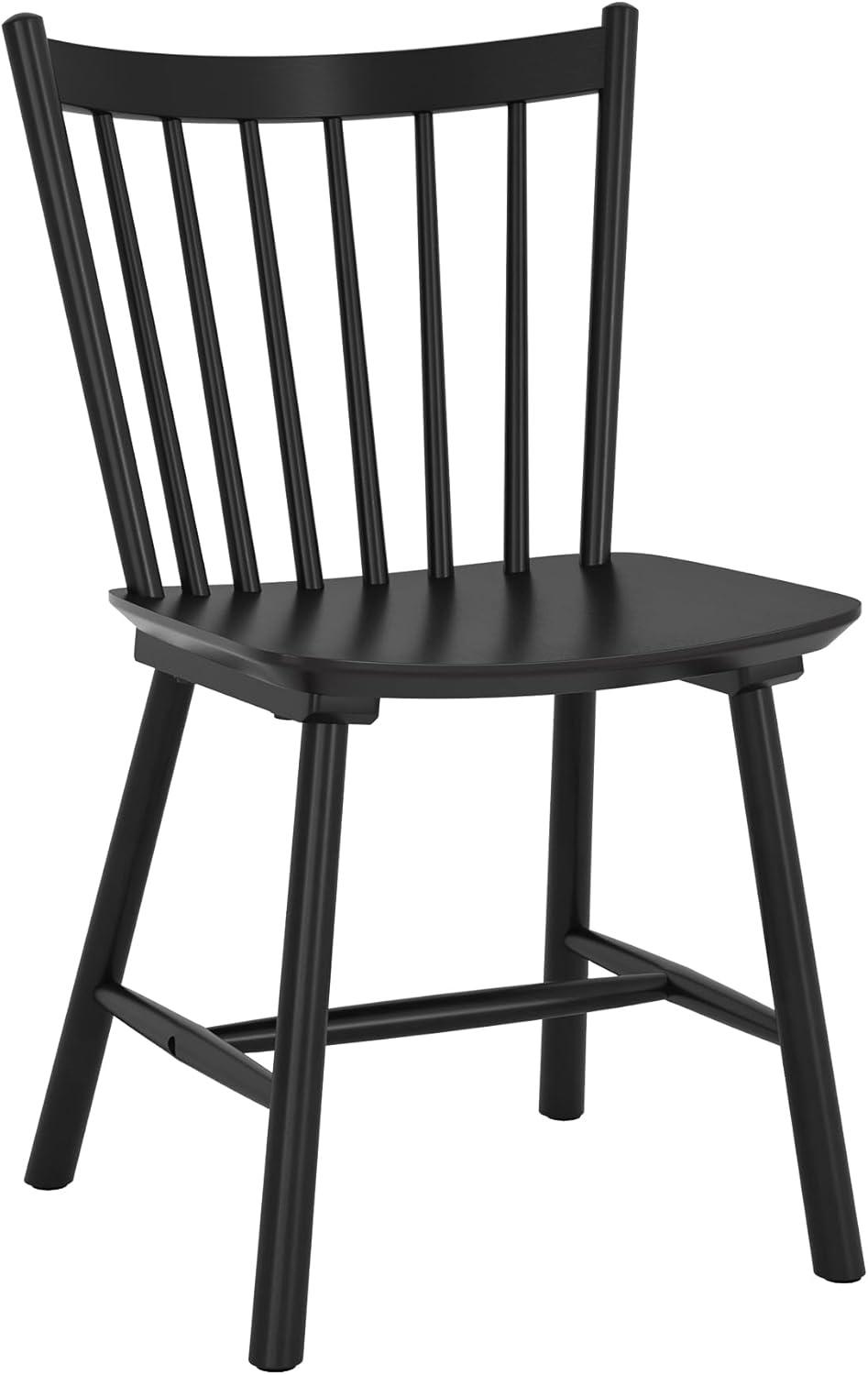 Black High-Back Wood Windsor Side Chairs, Set of 2